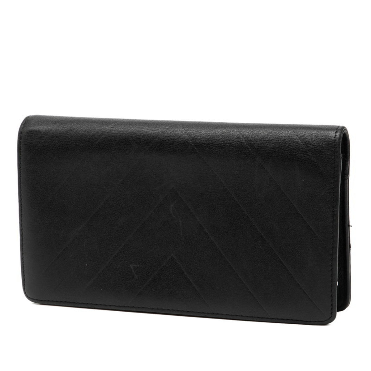 Chanel Black Leather Long Wallet (Bi-Fold) (Pre-Owned)