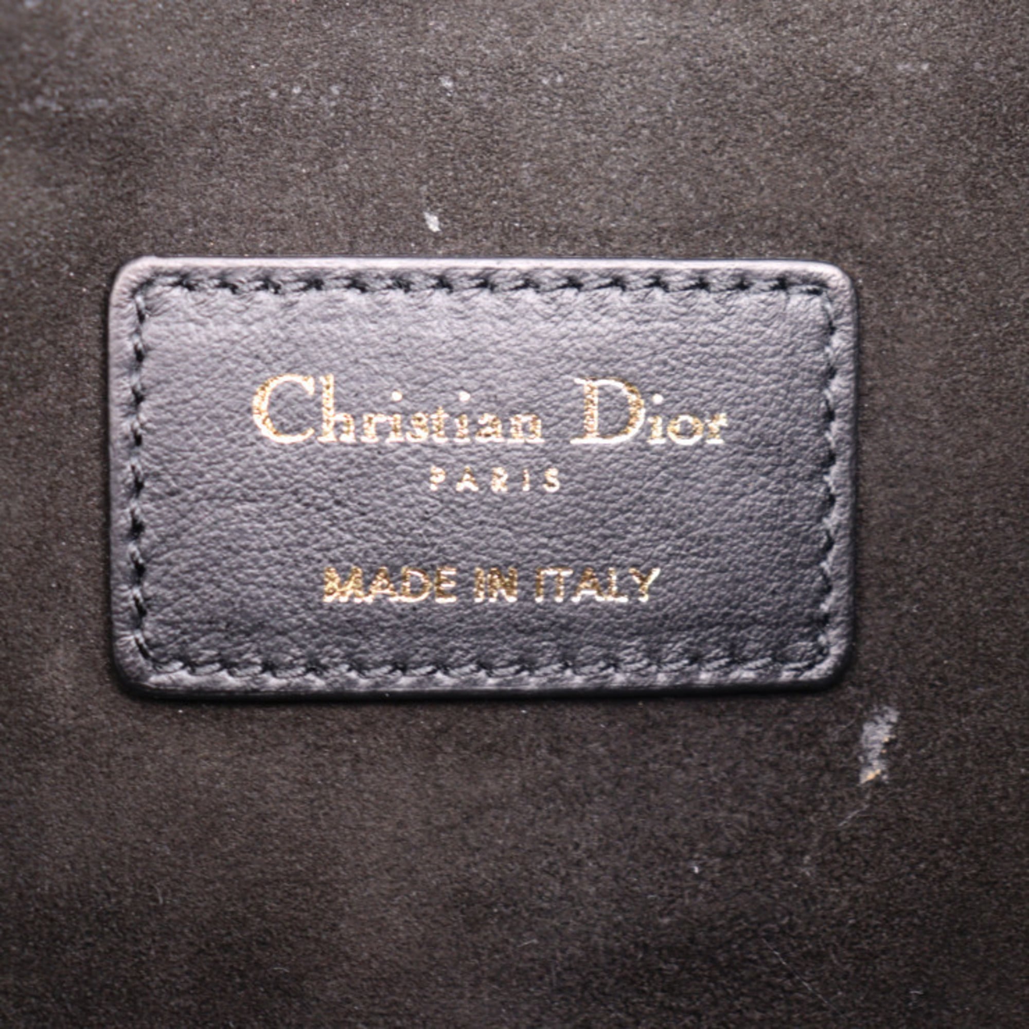 Christian Dior Black Leather Clutch Bag Handbag (Pre-Owned)