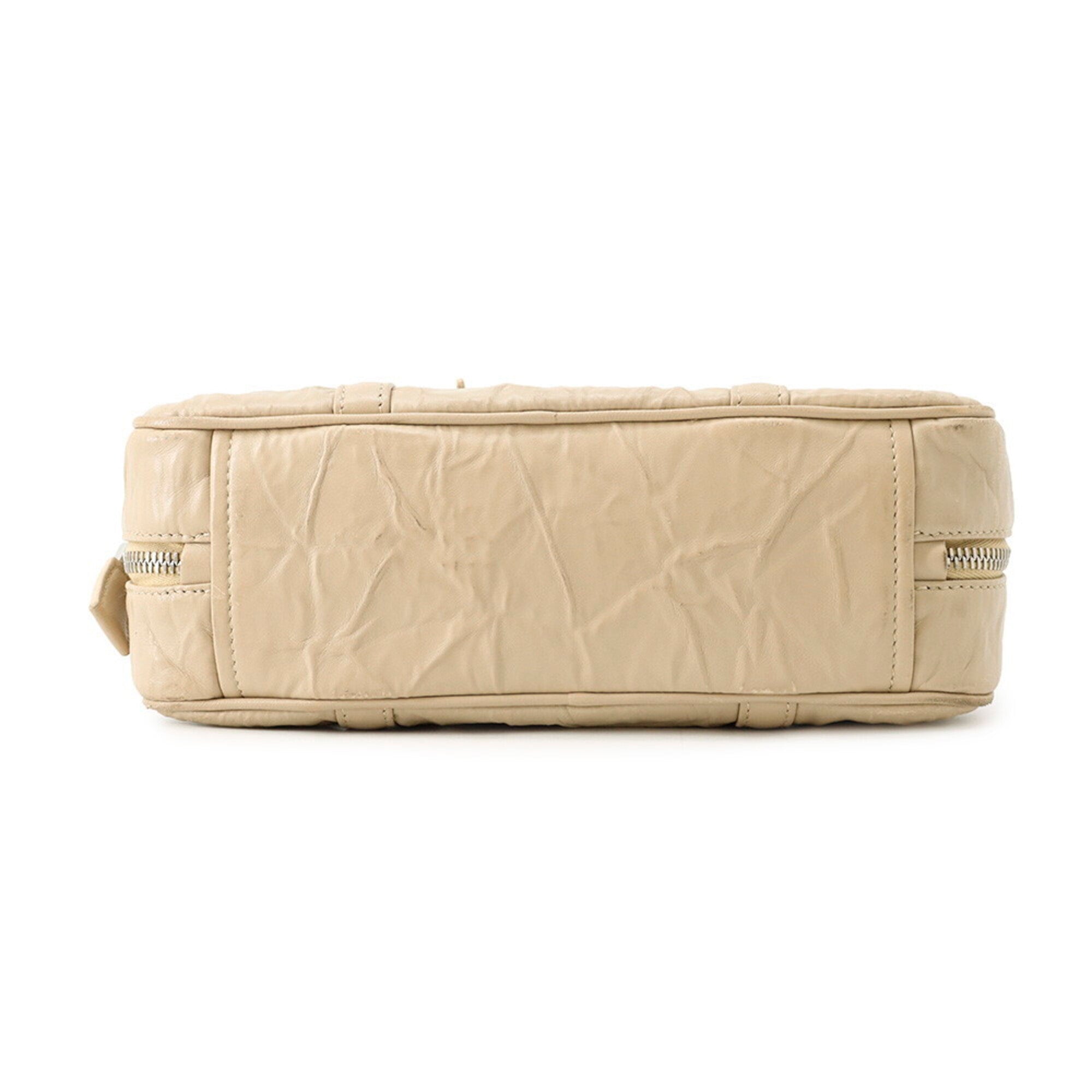 Prada Beige Leather Handbag Shoulder Bag (Pre-Owned)