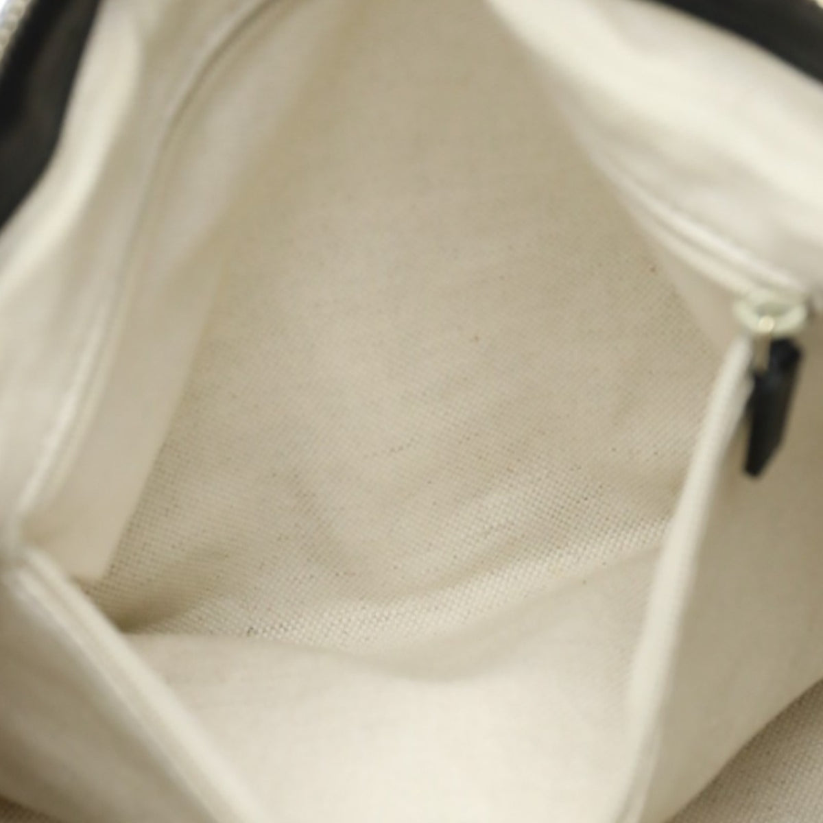 Gucci Beige Black Canvas Shoulder Bag (Pre-Owned)