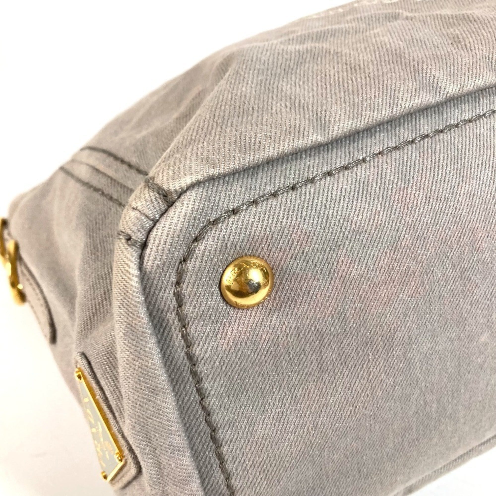 Prada Gray Canvas Handbag Tote Bag (Pre-Owned)
