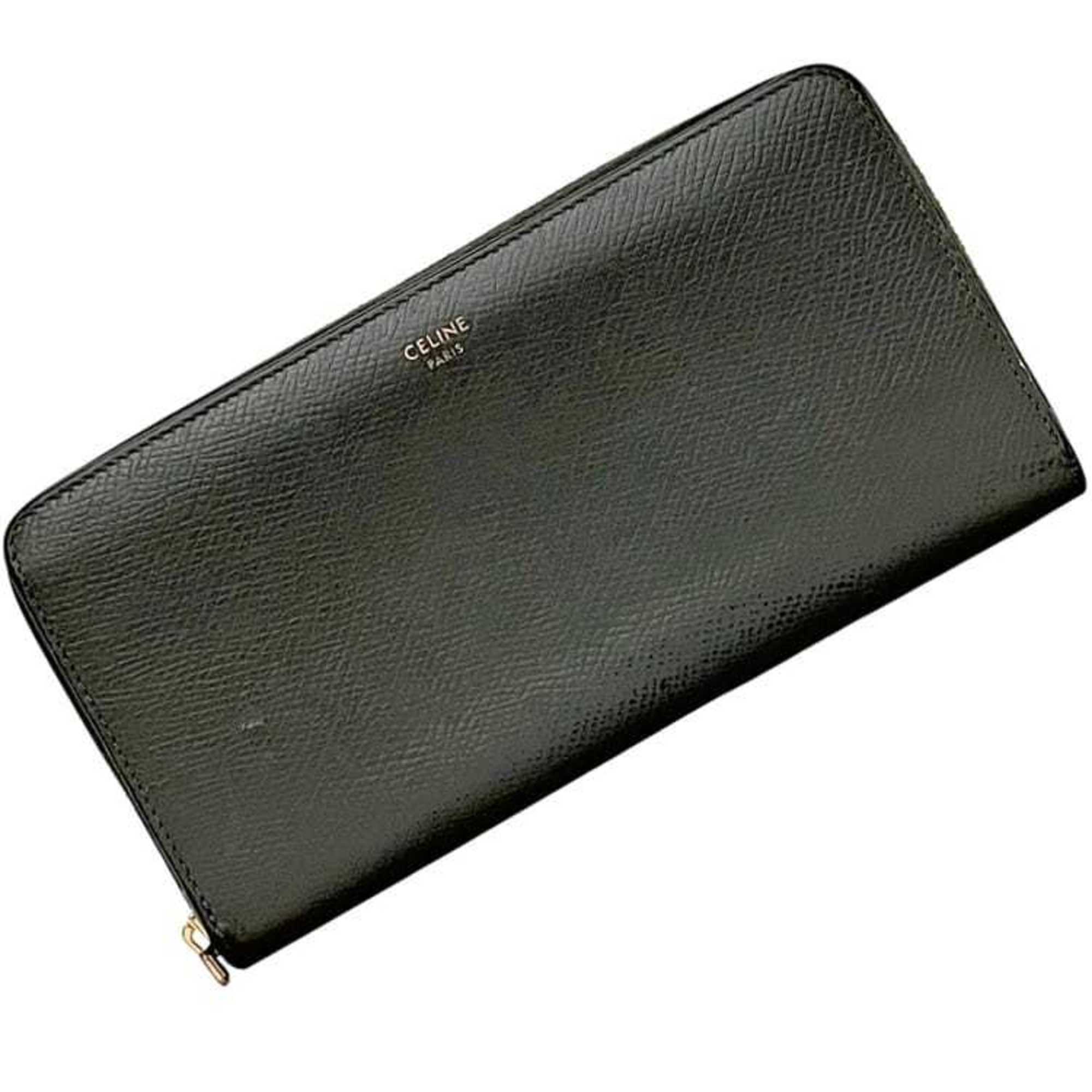 Celine Gray Leather Long Wallet (Bi-Fold) (Pre-Owned)