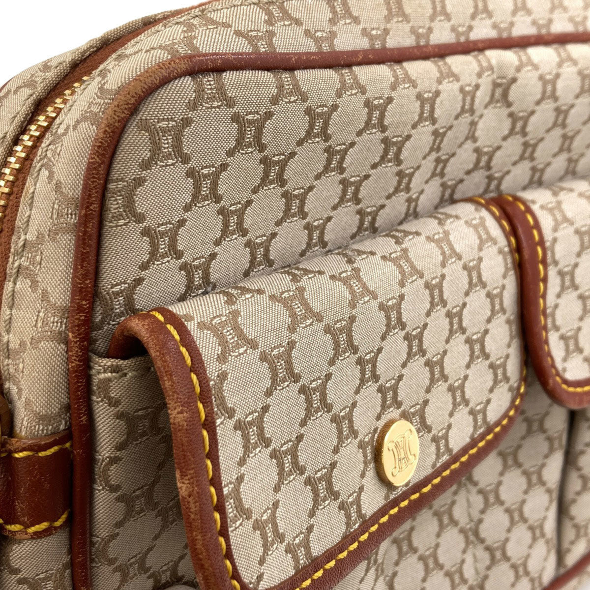 Celine Brown Canvas Shoulder Bag (Pre-Owned)