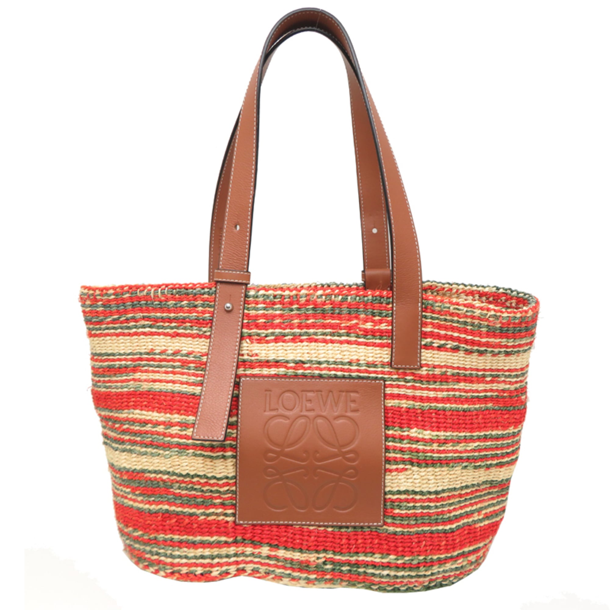 Loewe Brown Green Orange Hemp Basket Shoulder Bag (Pre-Owned)