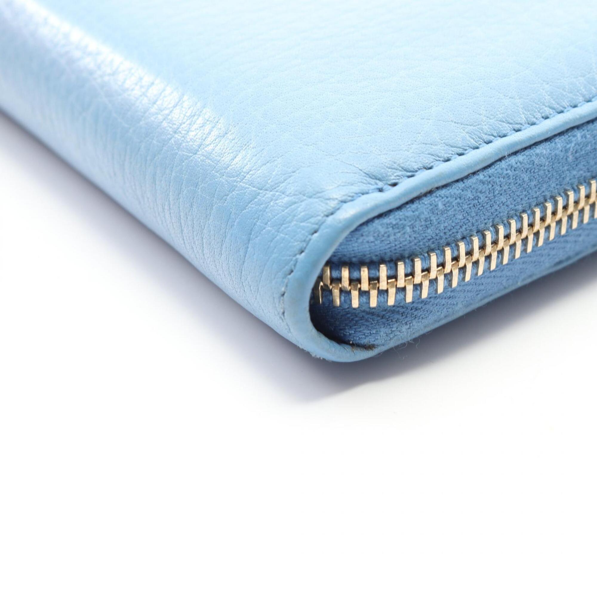 Gucci Blue Leather Long Wallet (Bi-Fold) (Pre-Owned)