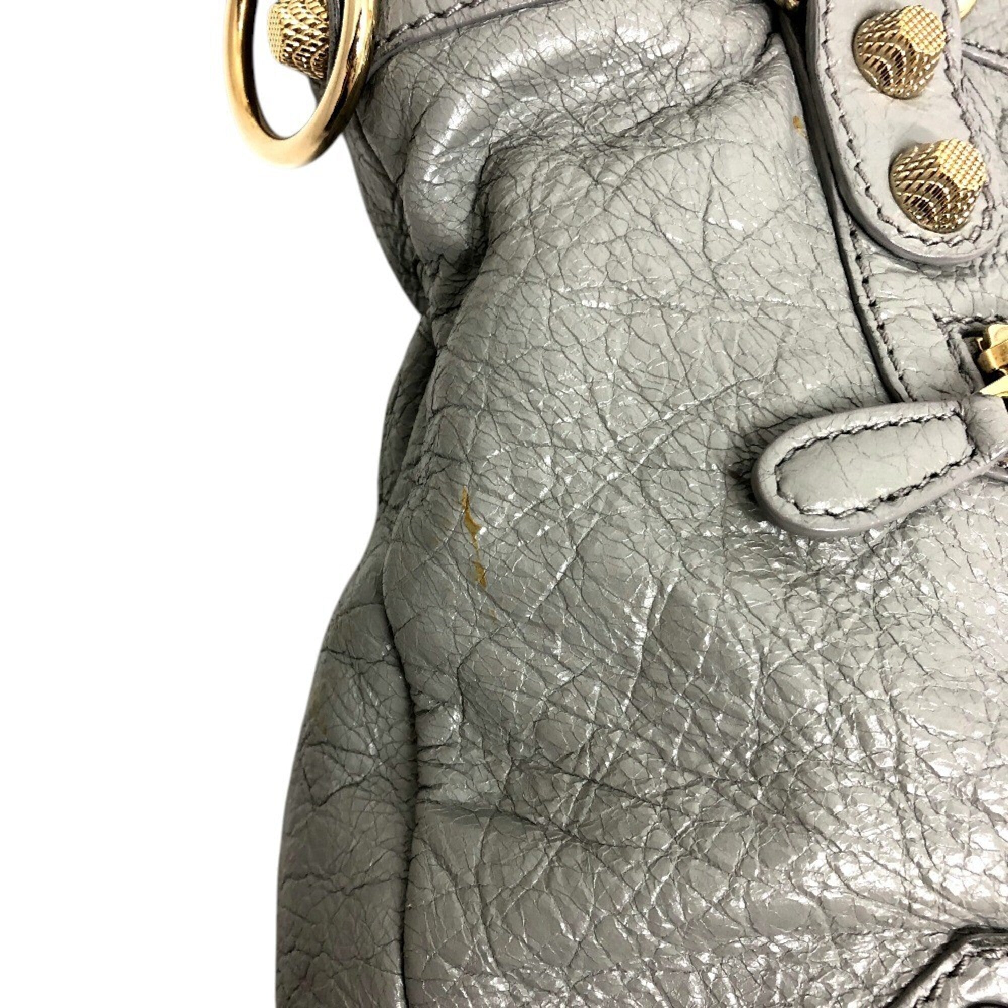 Balenciaga Gray Leather Handbag Shoulder Bag (Pre-Owned)