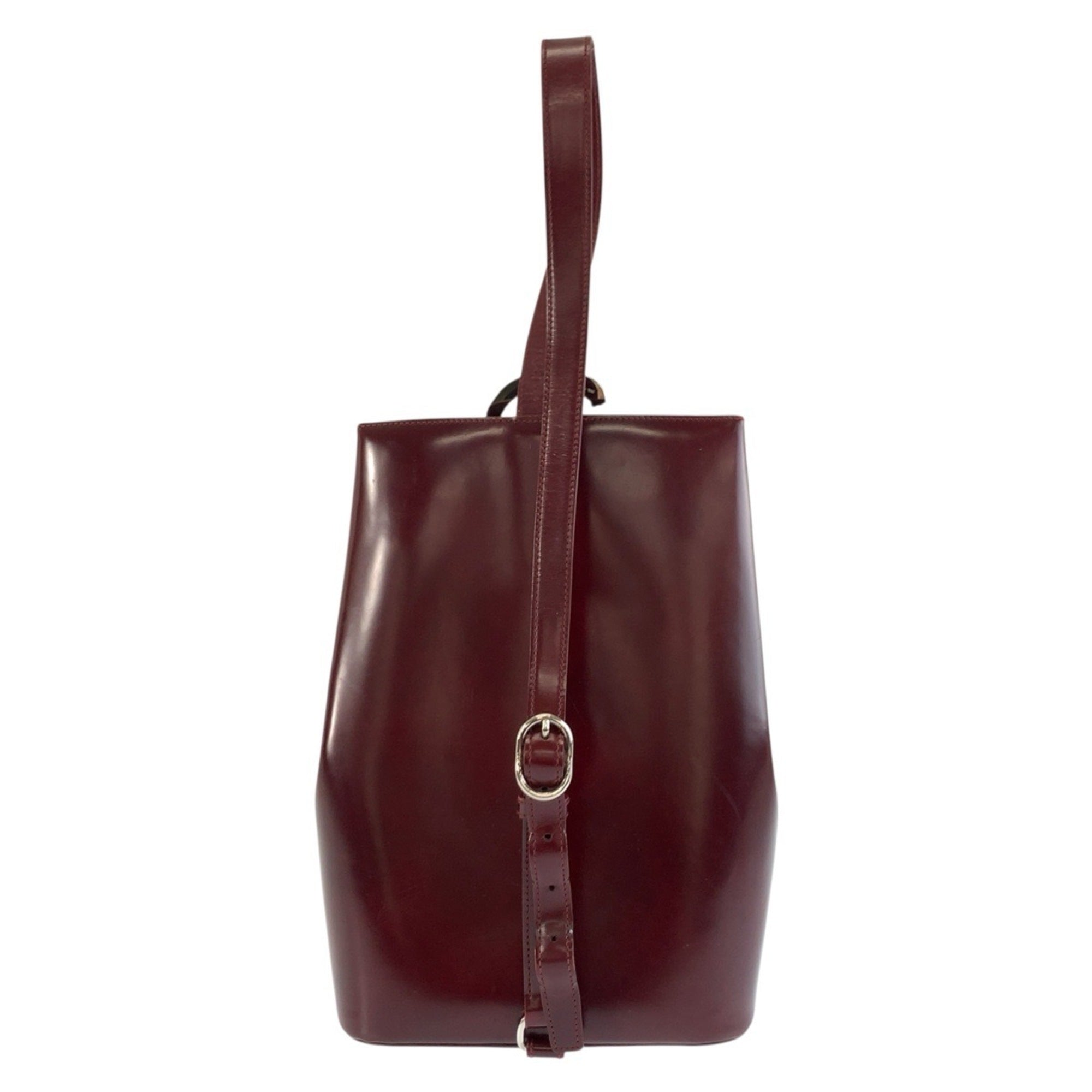 Cartier Bordeaux Wine Red Leather Shoulder Bag (Pre-Owned)