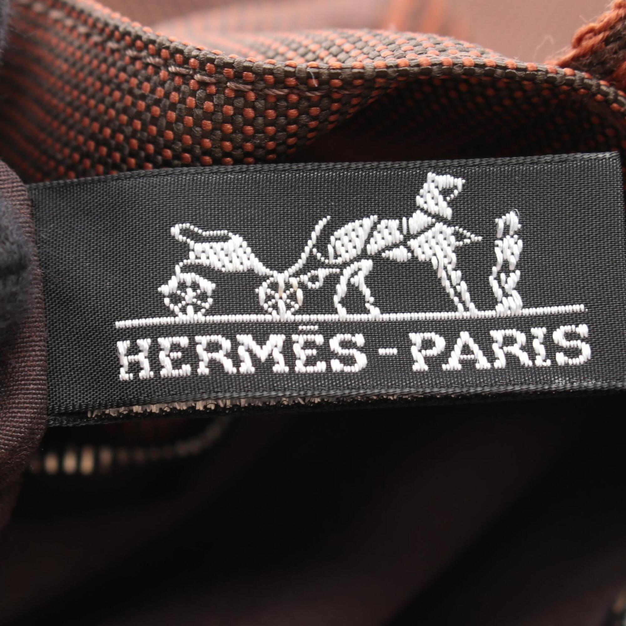Hermes Brown Nylon Canvas Handbag Tote Bag (Pre-Owned)