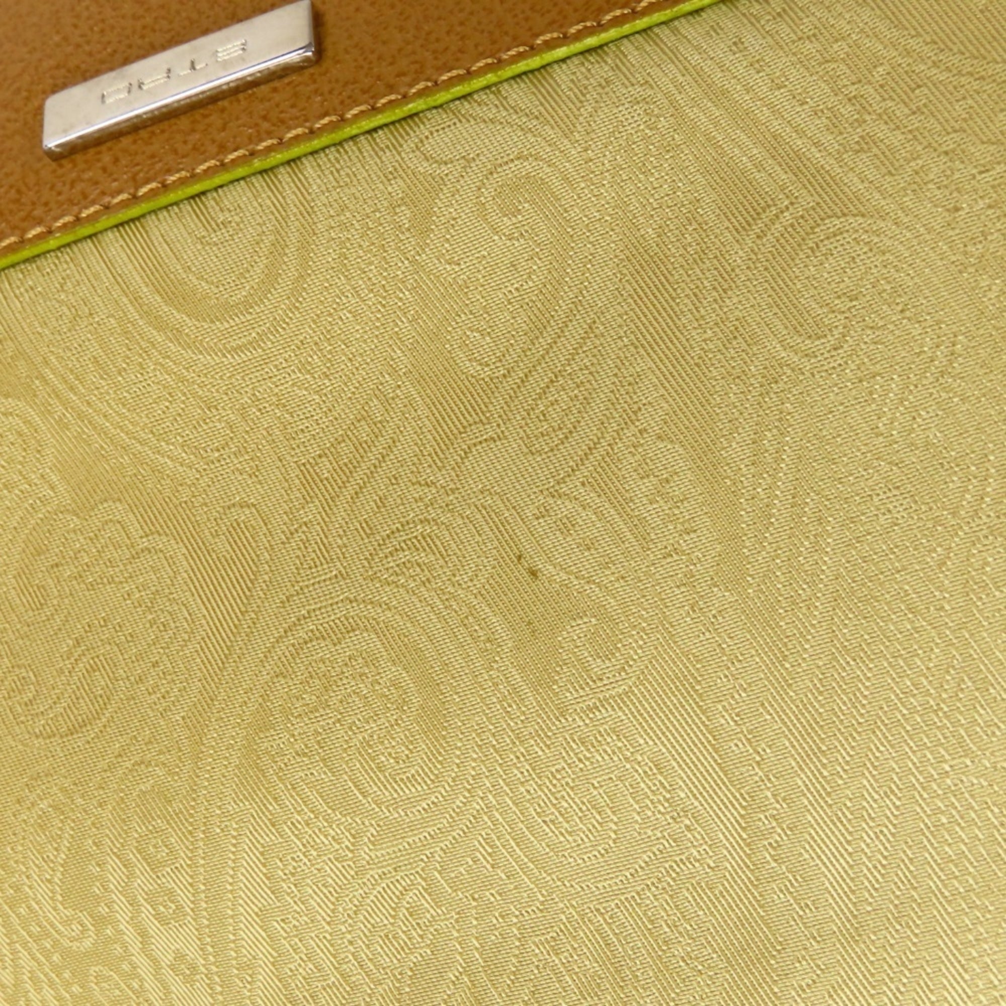 Etro Beige Brown Yellow Nylon Leather Shoulder Bag (Pre-Owned)