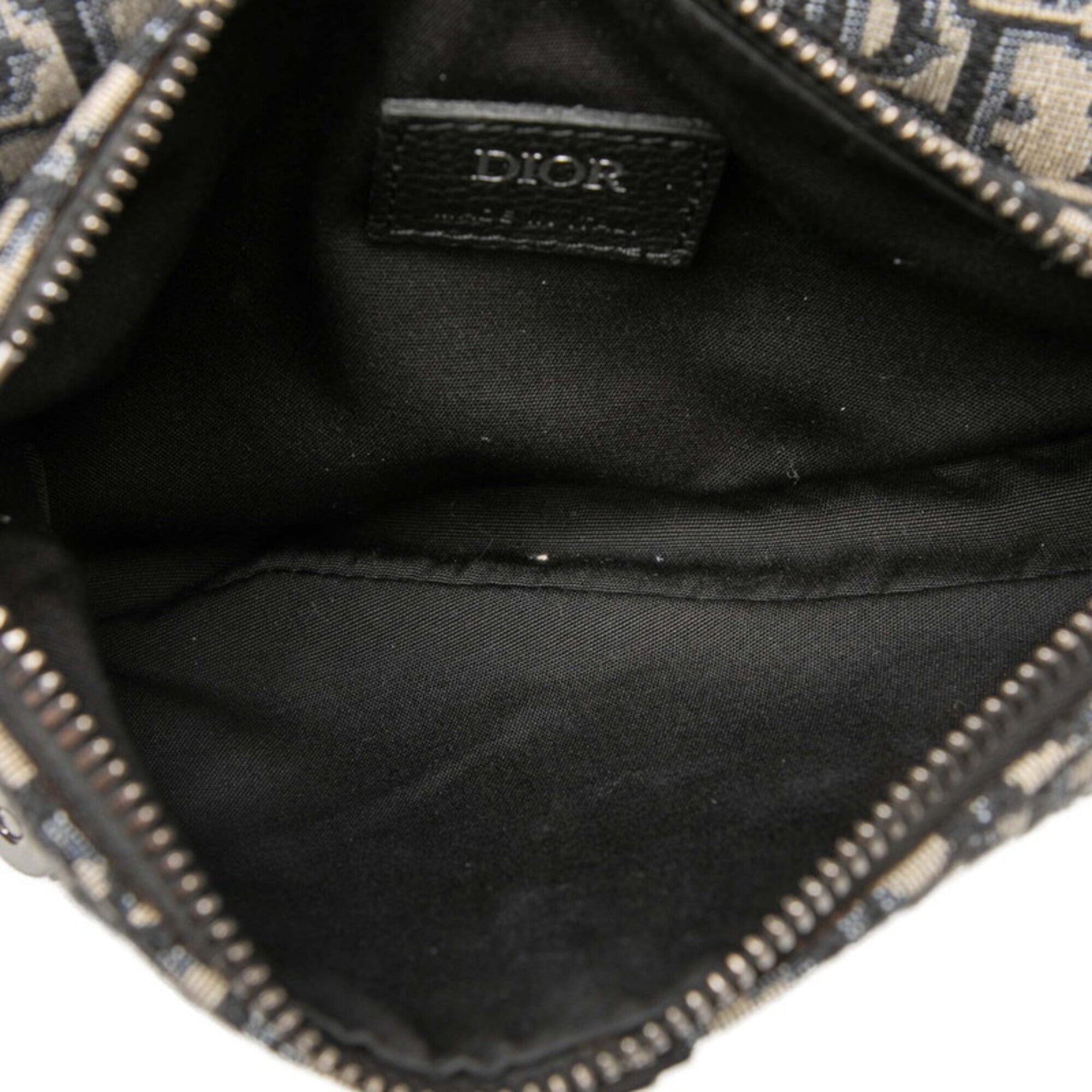 Christian Dior Beige Navy Black Canvas Leather Sling Bag (Pre-Owned)