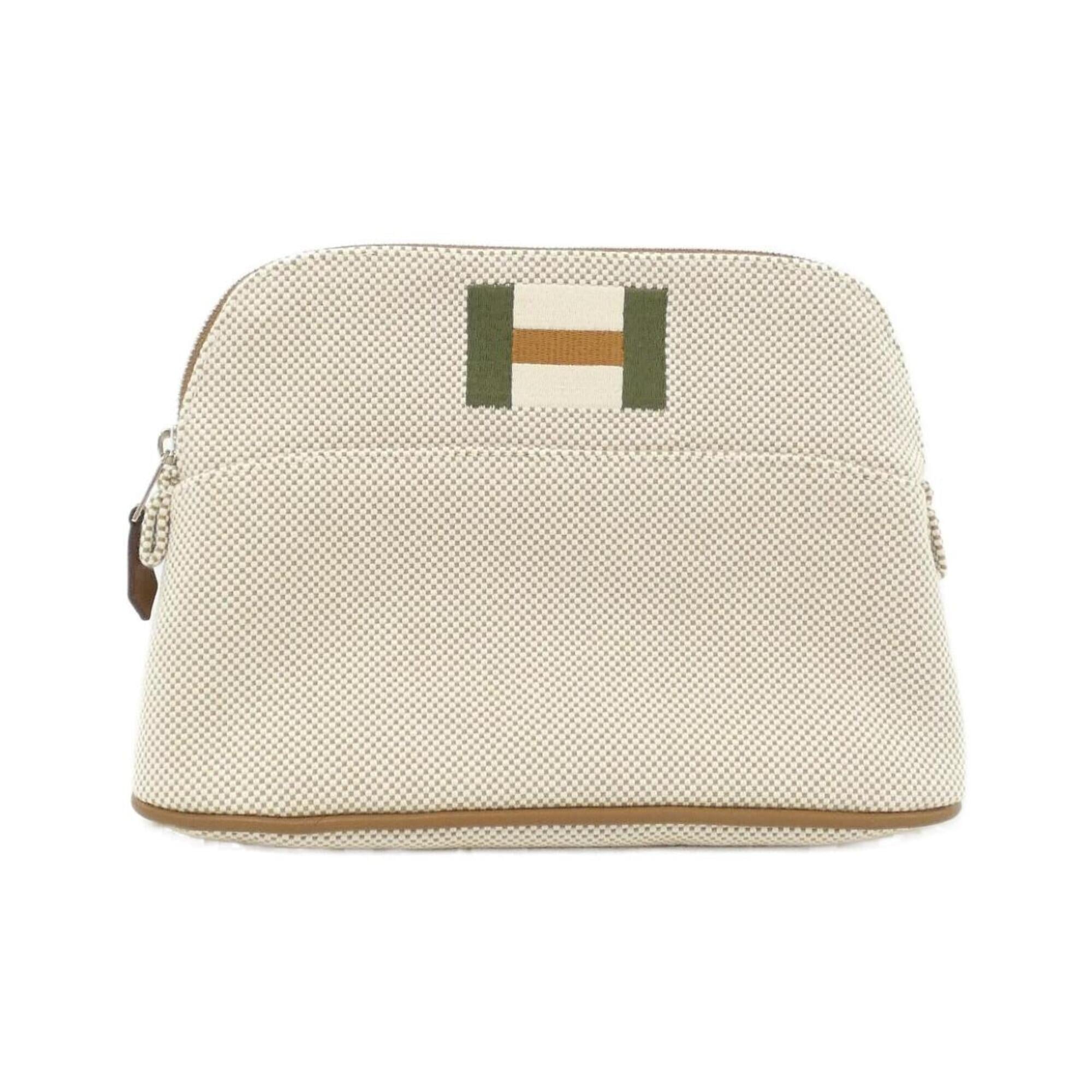 Hermes Grayish Canvas Handbag Pouch (Pre-Owned)