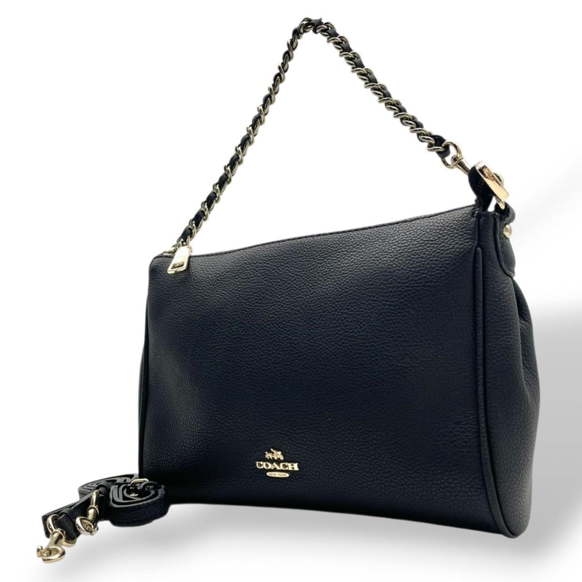 Coach Black Leather Handbag Shoulder Bag (Pre-Owned)