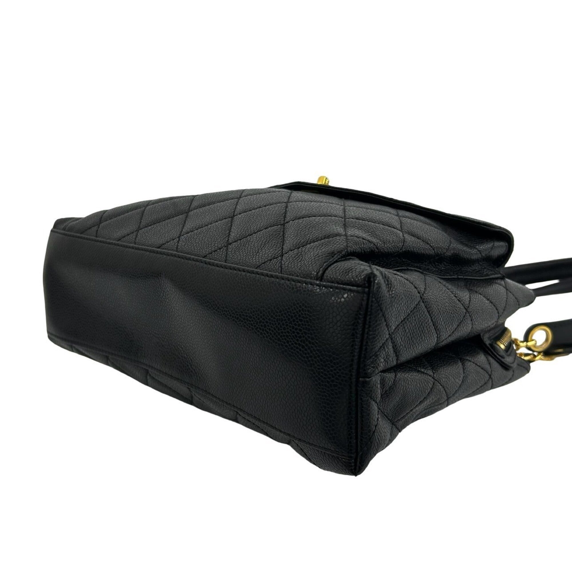 Chanel Black Grained Calfskin Shoulder Bag Tote Bag (Pre-Owned)