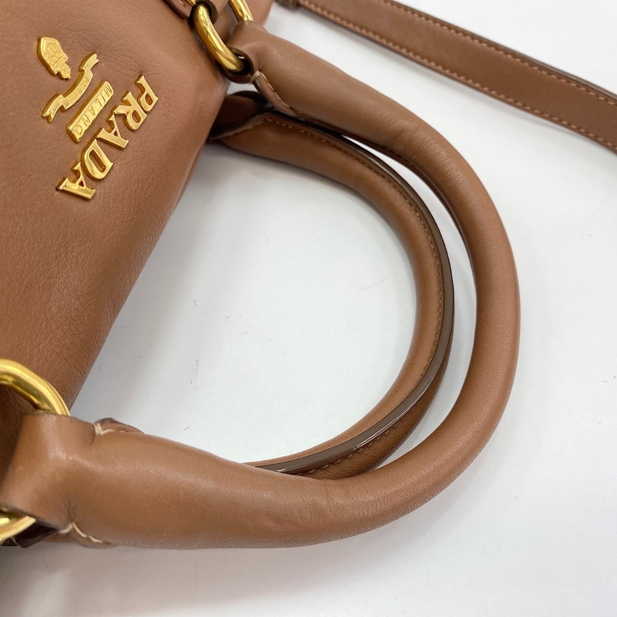 Prada Brown Boston Bag Handbag (Pre-Owned)