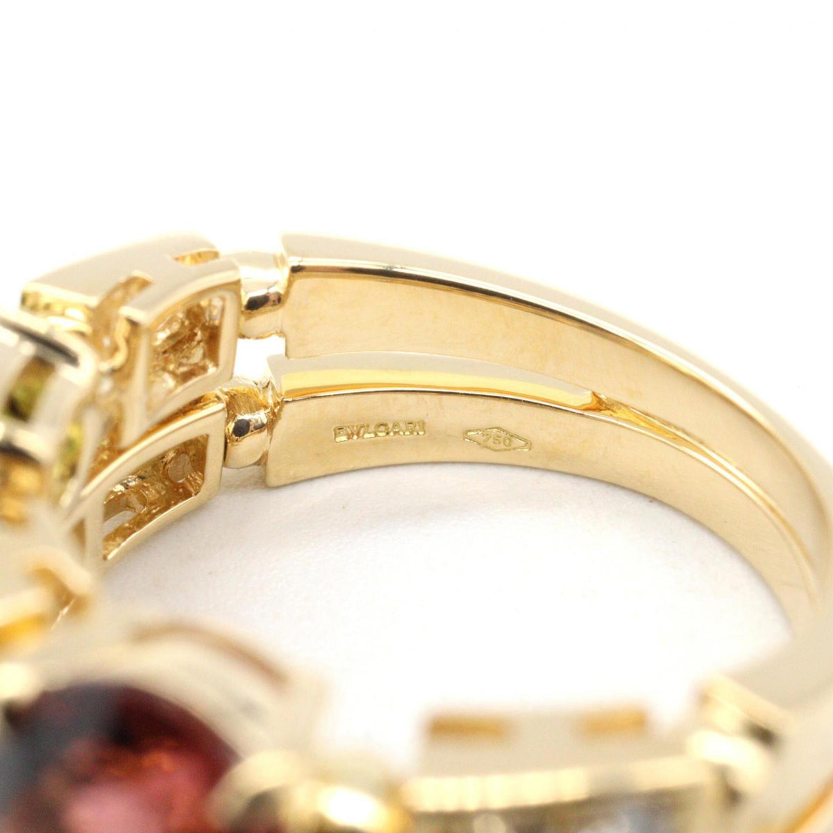 Bvlgari Gold Blue Clear Green Purple Band Ring (Pre-Owned)