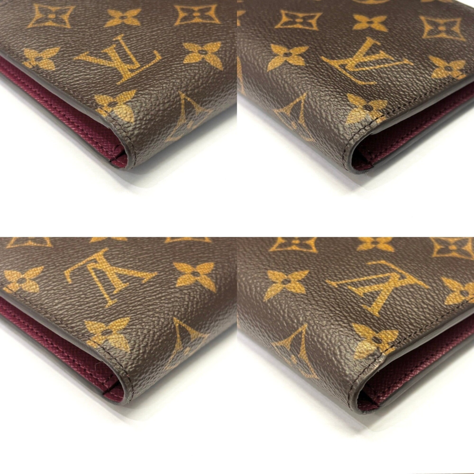 Louis Vuitton Monogram Brown Red Color Monogram Long Wallet (Bi-Fold) (Pre-Owned)