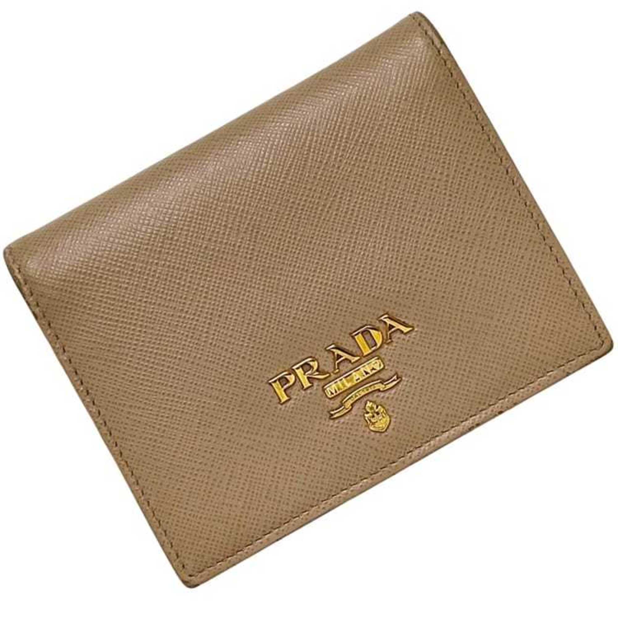 Prada Saffiano Beige Leather Wallet (Bi-Fold) (Pre-Owned)