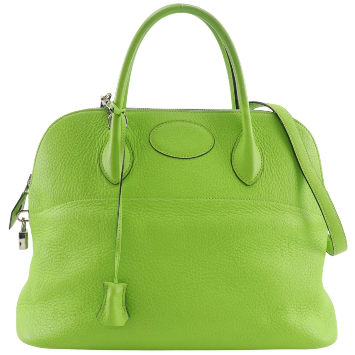 Hermes Bolide Green Yellow Taurillon Clemence Leather Handbag (Pre-Owned)