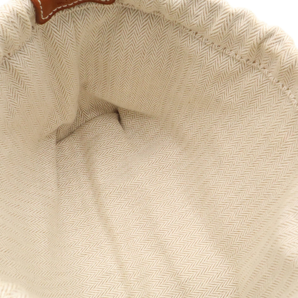 Hermes Brown Feu Natural Toile Chevron Pouch (Pre-Owned)