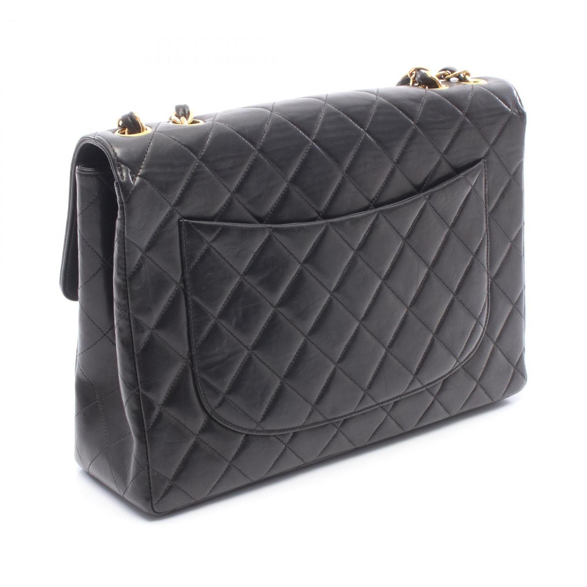 Chanel Black Leather Handbag Shoulder Bag (Pre-Owned)
