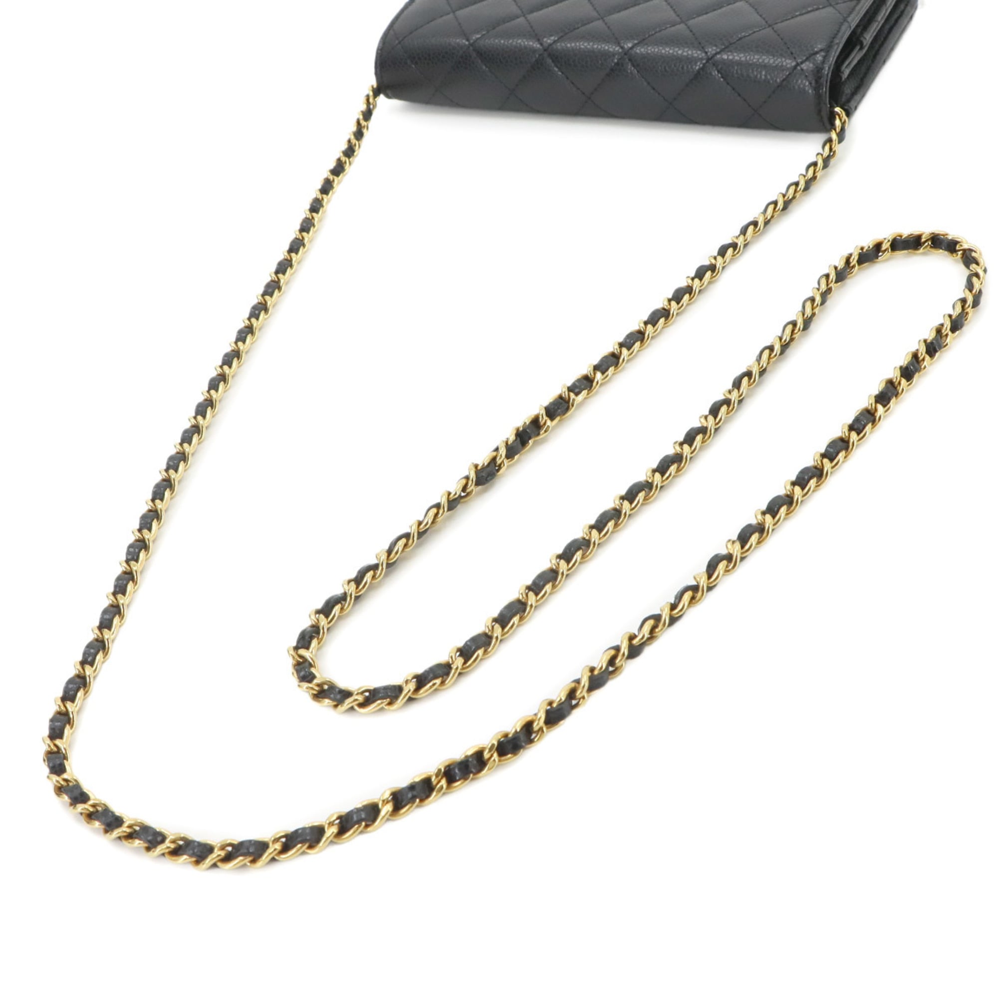Chanel Matelasse Black Grained Calfskin Chain/Shoulder Wallet (Pre-Owned)