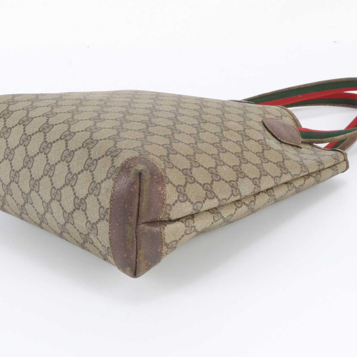 Gucci Brown Leather Coated Canvas Tote Bag (Pre-Owned)
