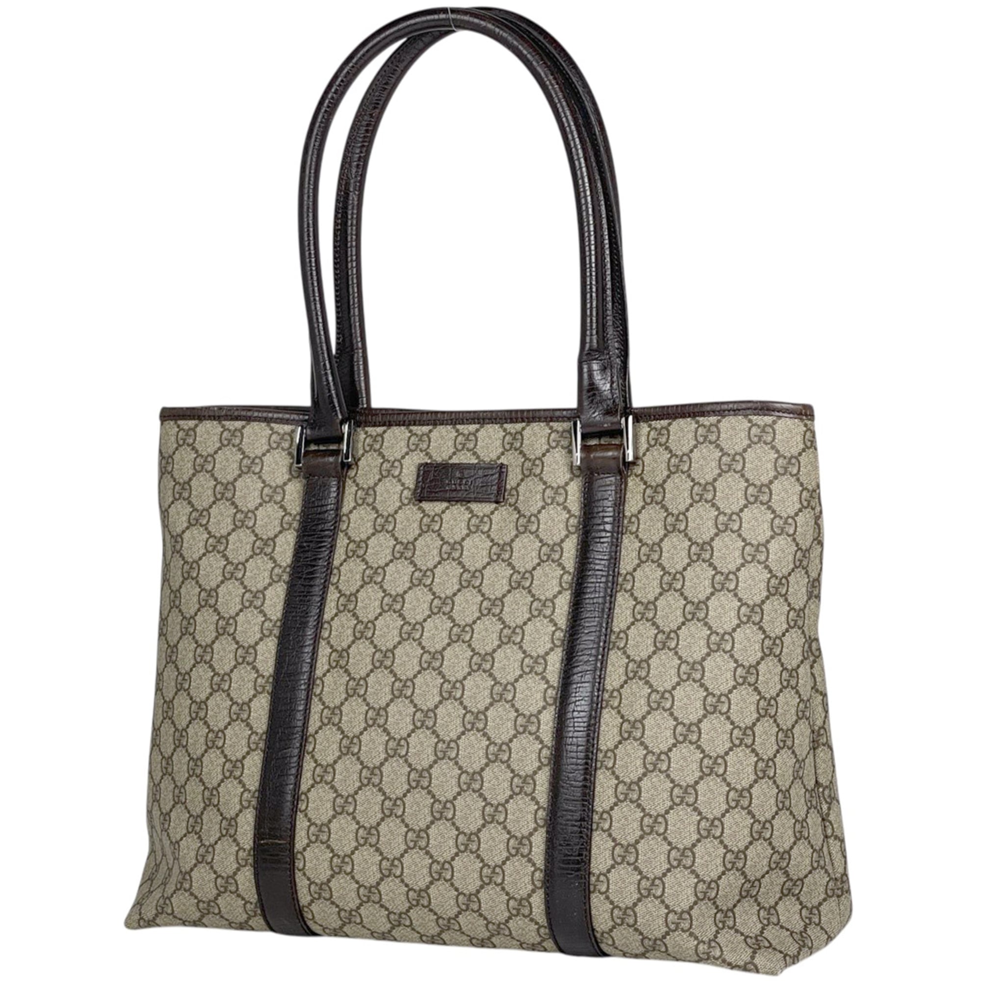 Gucci Brown Coated Canvas Leather Tote Bag (Pre-Owned)