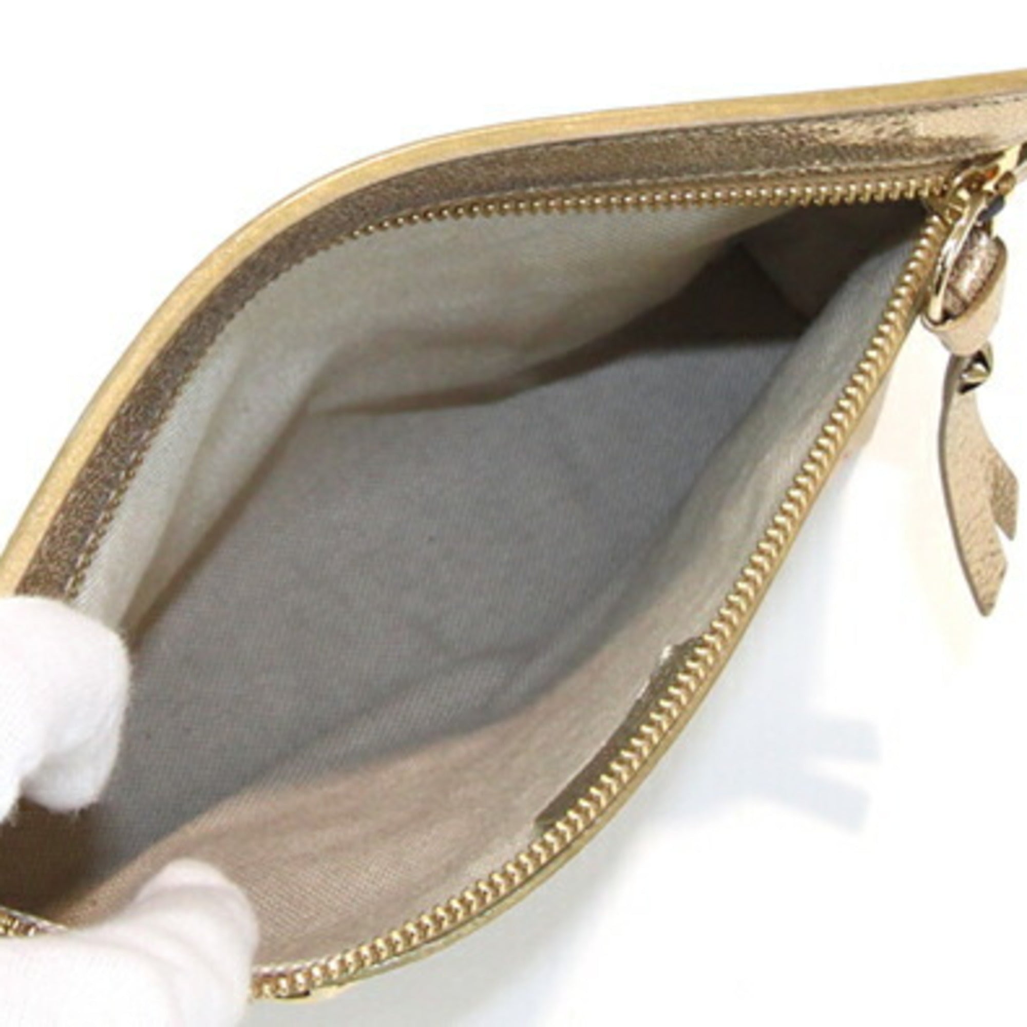 Jimmy Choo Gold Leather Clutch Bag (Pre-Owned)