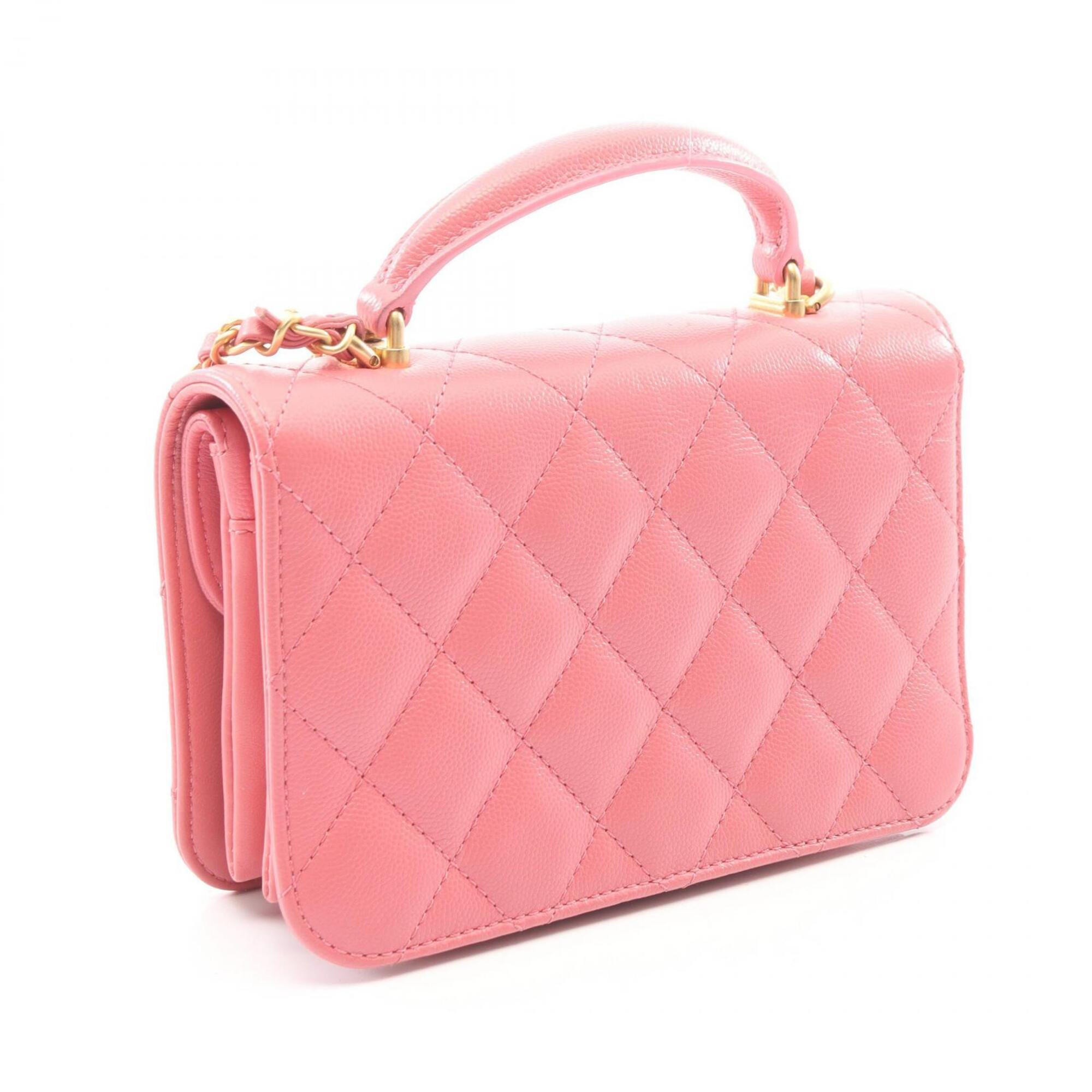 Chanel Pink Grained Calfskin Handbag Shoulder Bag (Pre-Owned)