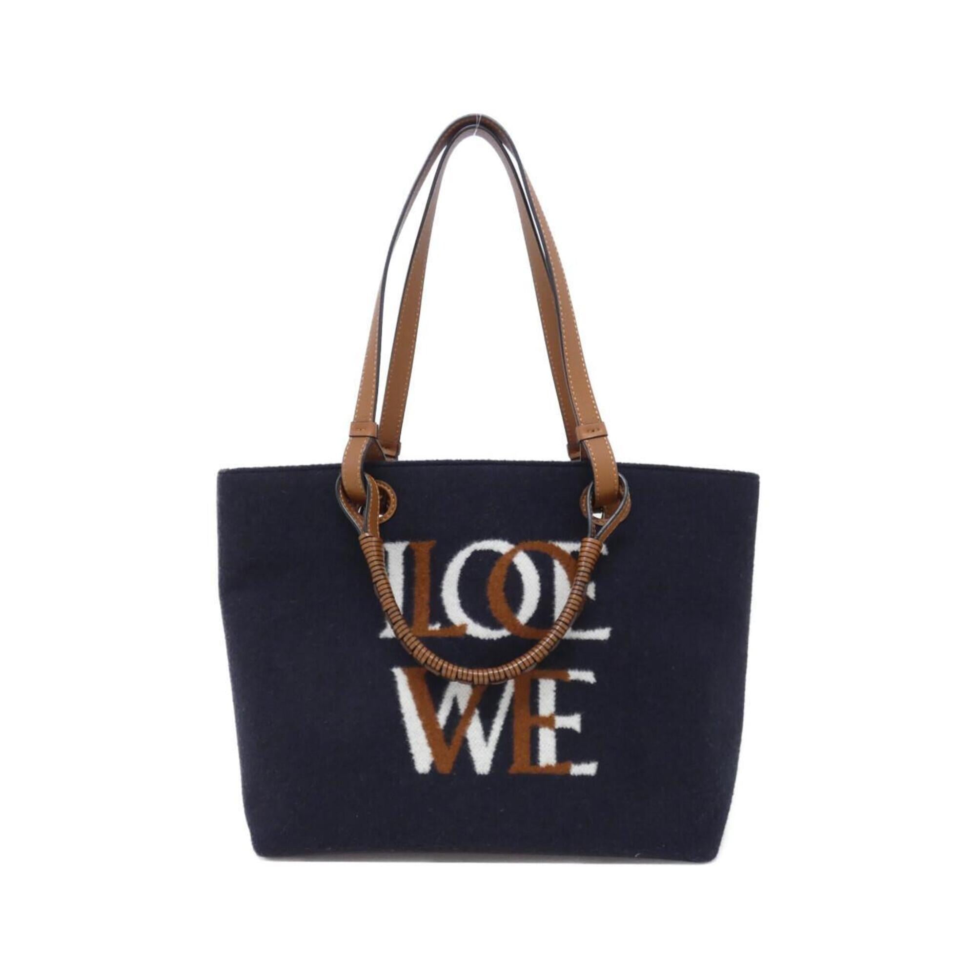 Loewe Blue Navy Acrylic Wool Polyester Leather Handbag (Pre-Owned)