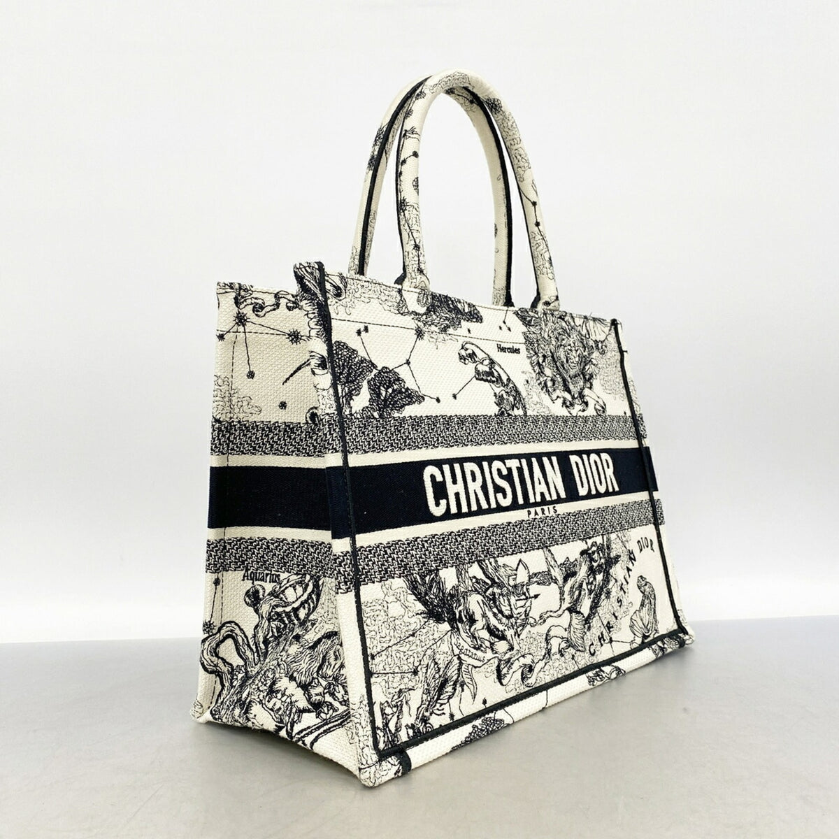 Christian Dior Black Ivory Canvas Tote Bag (Pre-Owned)