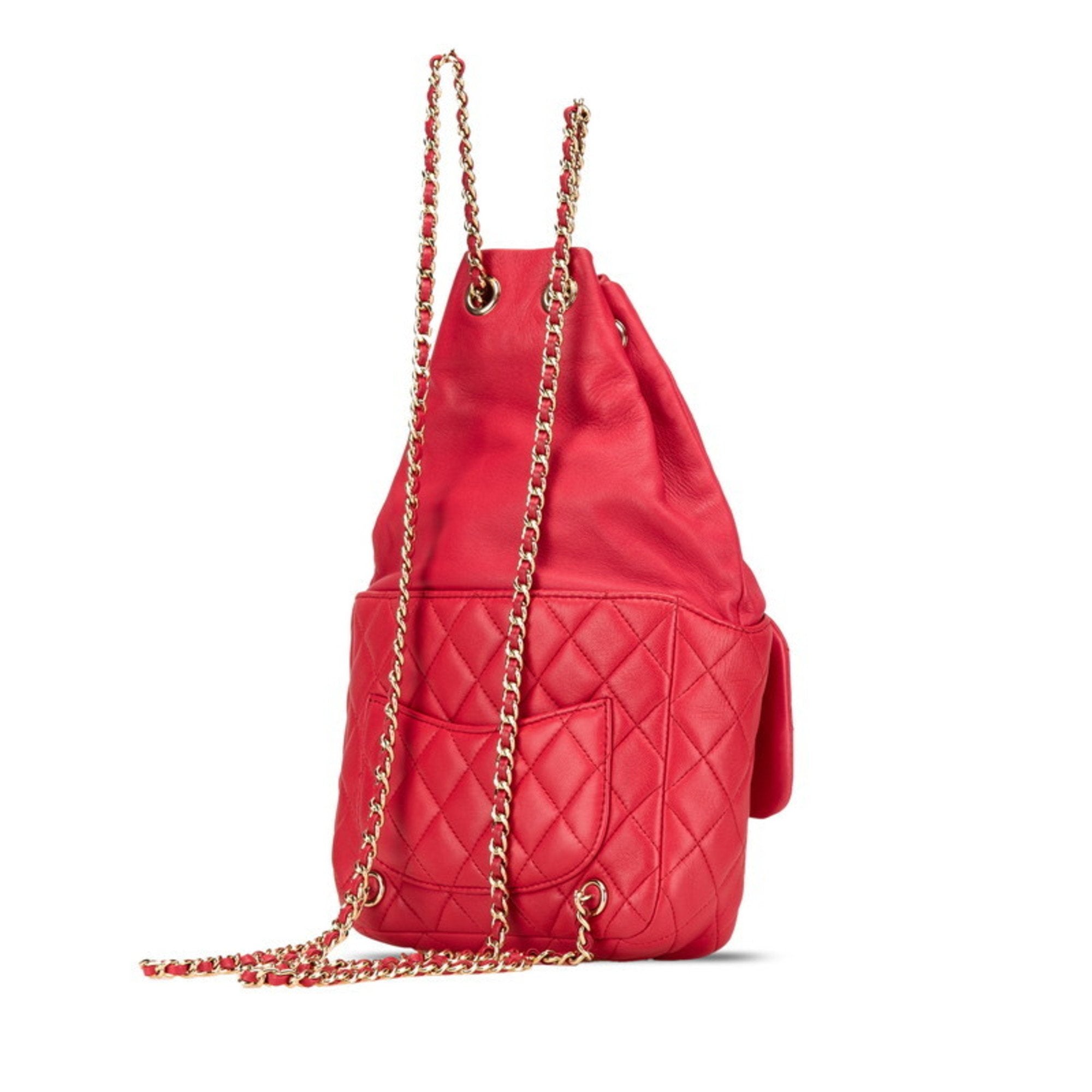 Chanel Red Color Leather Backpack (Pre-Owned)