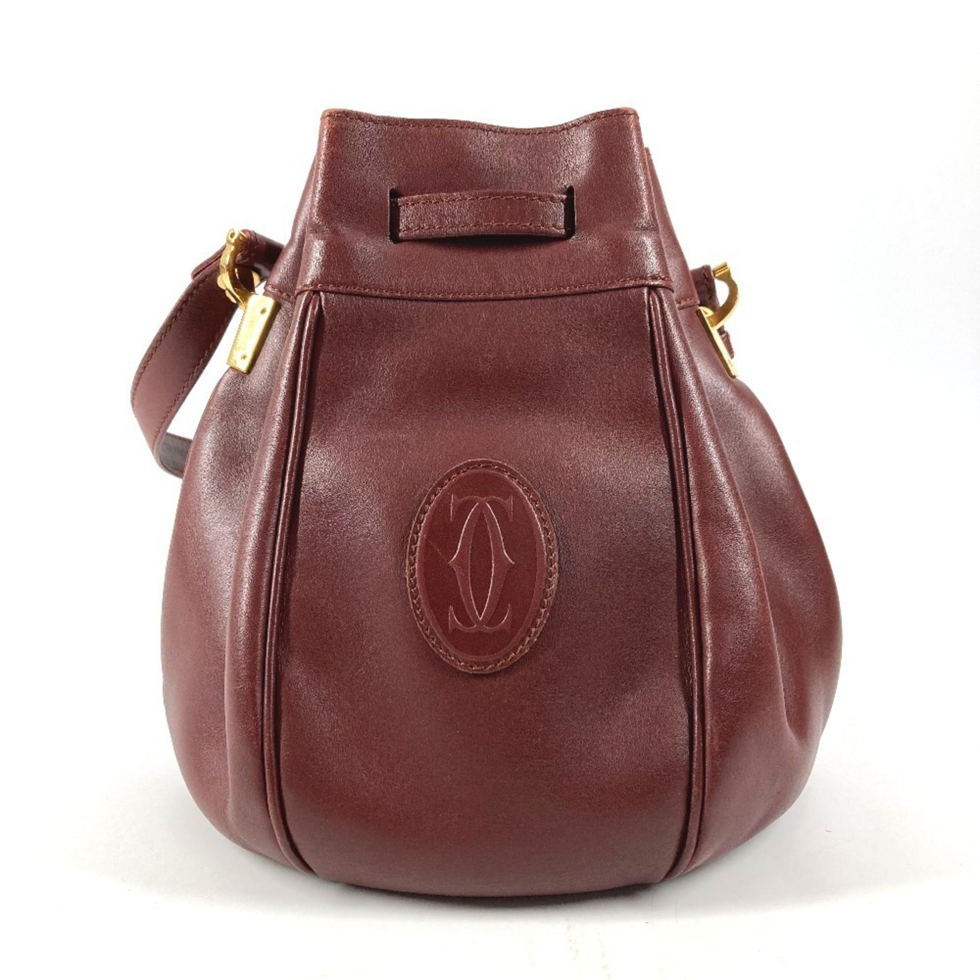 Cartier Must Wine Red Leather Shoulder Bag (Pre-Owned)