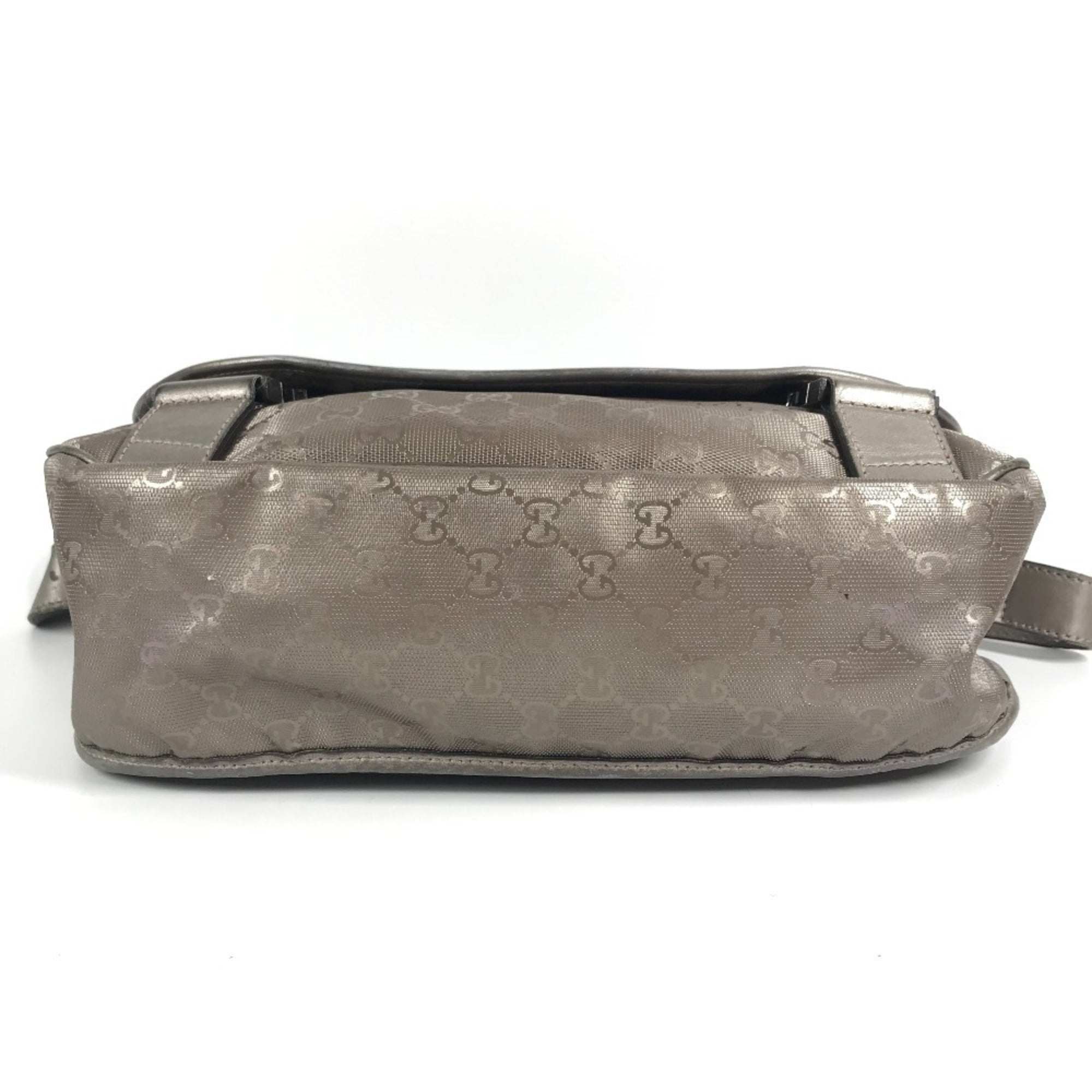 Gucci Metallic Gg Imprimé Leather Messenger Bag Shoulder Bag (Pre-Owned)