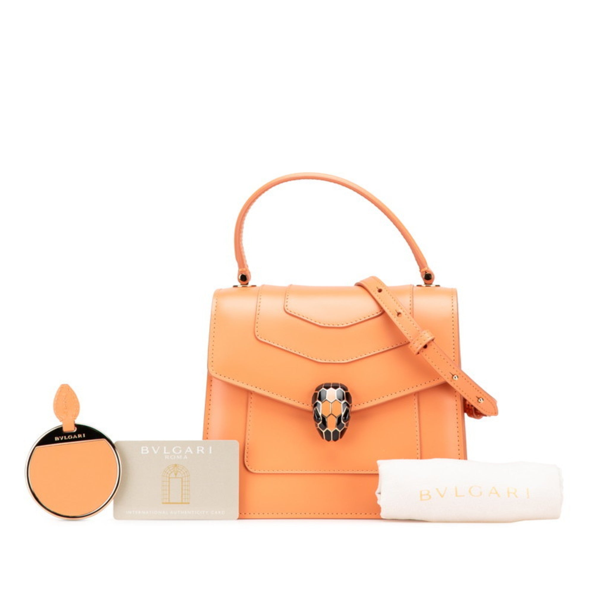 Bvlgari Orange Leather Handbag Shoulder Bag (Pre-Owned)