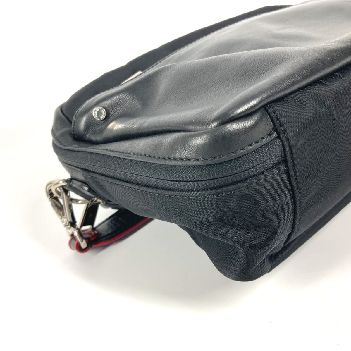 Fendi Black Nylon Leather Handbag Pochette Shoulder Bag (Pre-Owned)