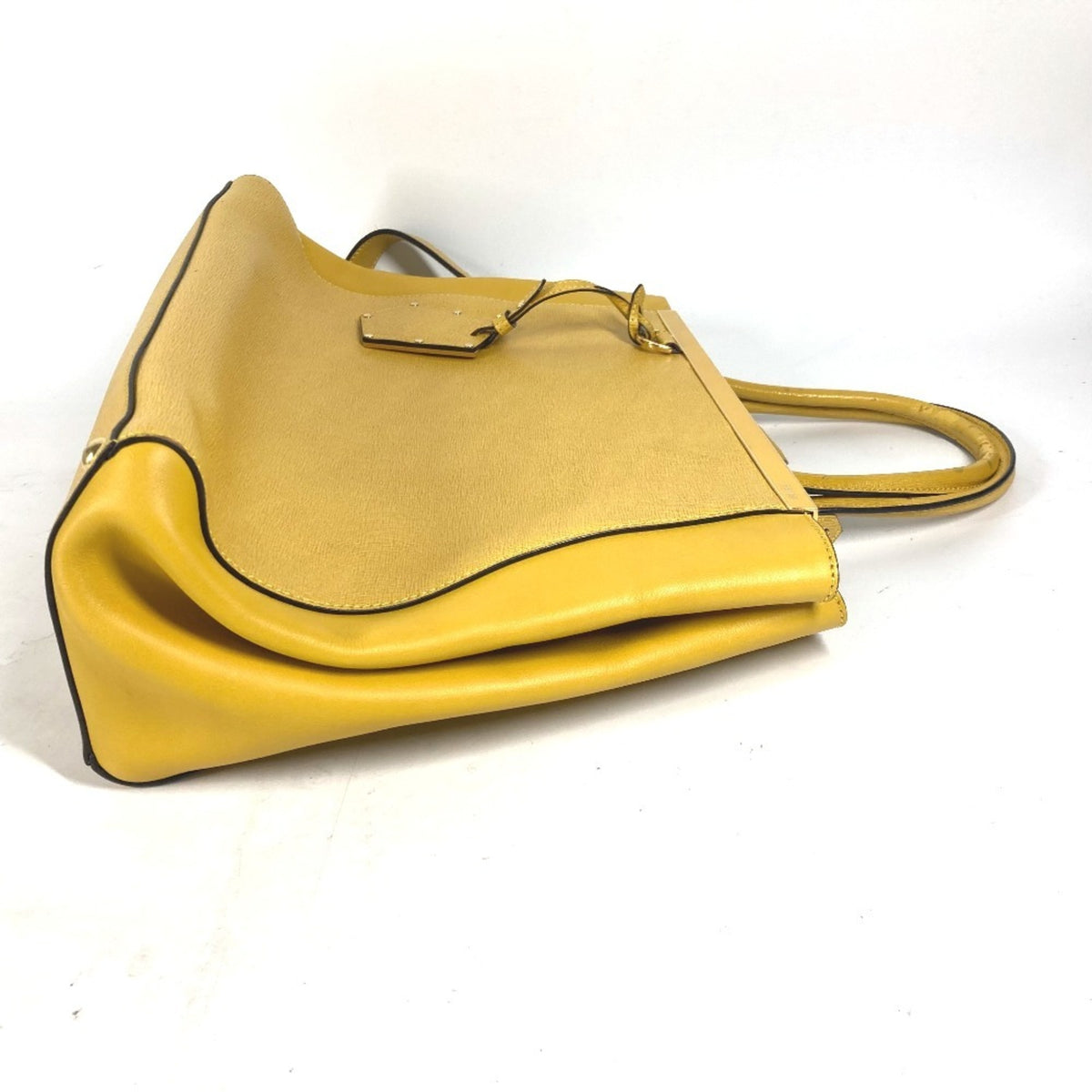 Fendi Yellow Leather Handbag Shoulder Bag Tote Bag (Pre-Owned)