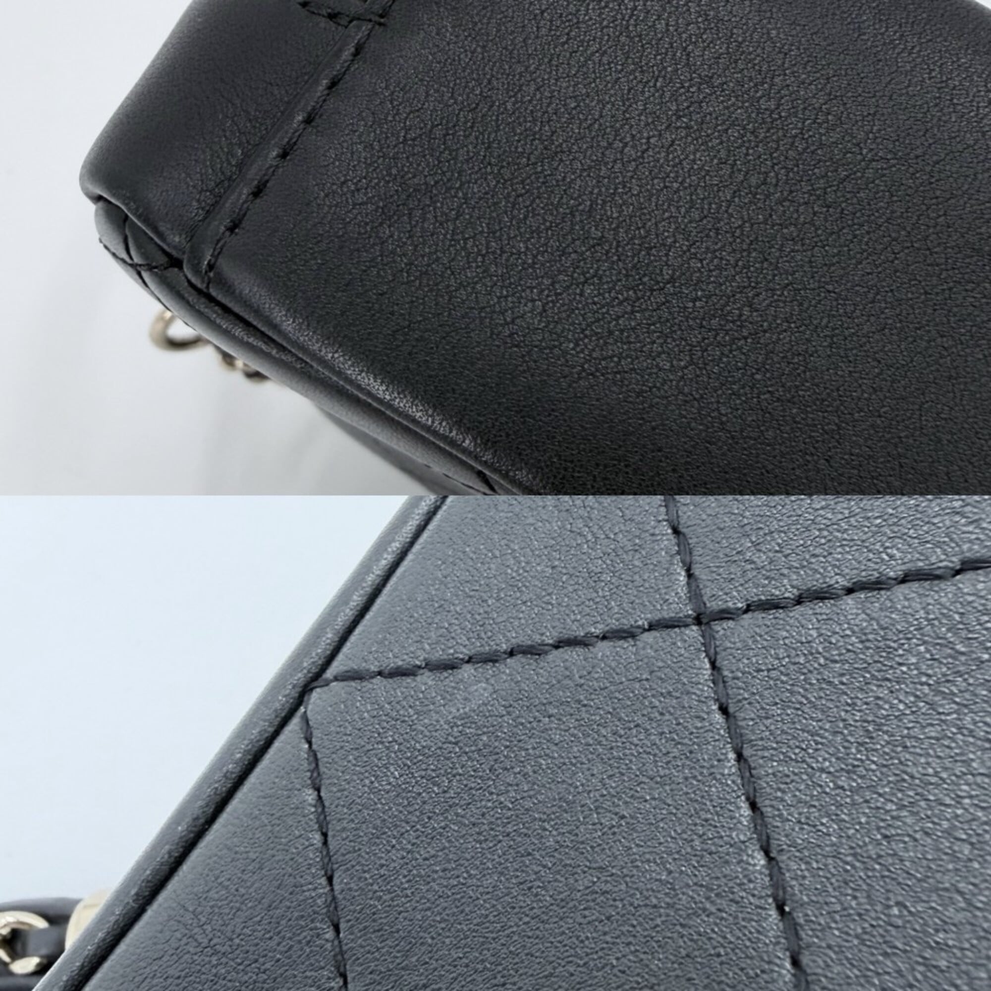 Chanel Black Leather Handbag Pochette Shoulder Bag (Pre-Owned)