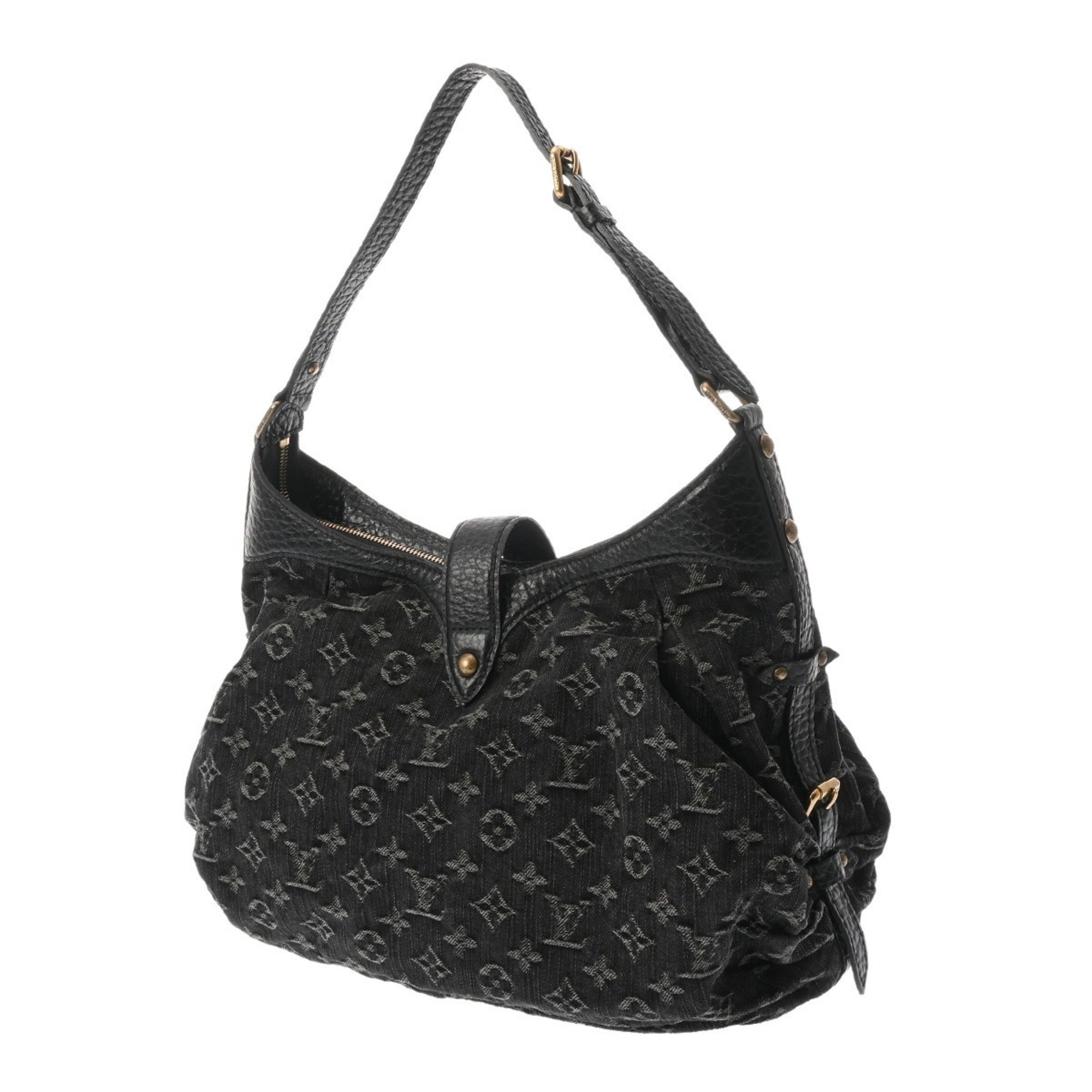 Louis Vuitton Noir Denim Handbag (Pre-Owned)