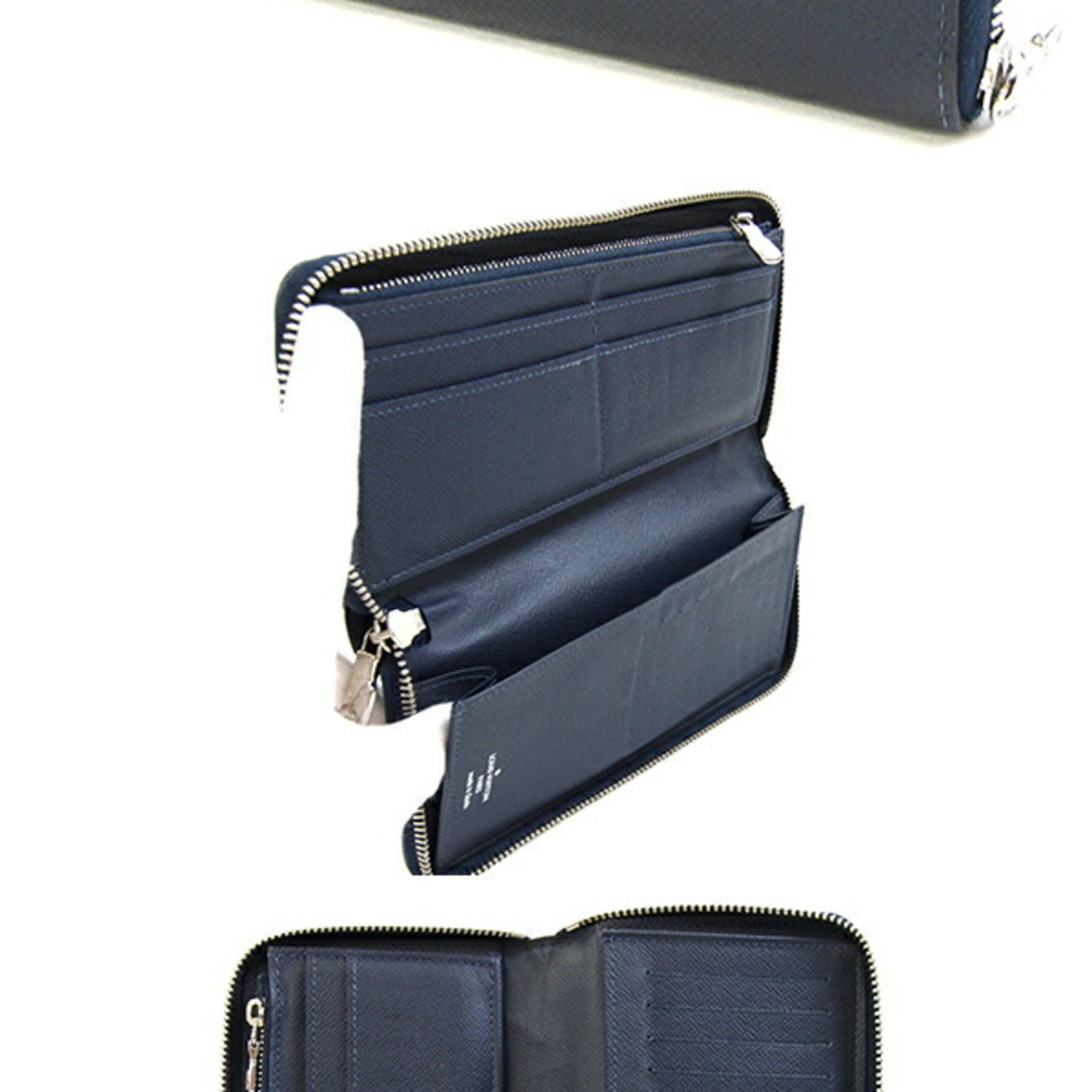 Louis Vuitton Taiga Navy Blue Taiga Leather Long Wallet (Bi-Fold) (Pre-Owned)