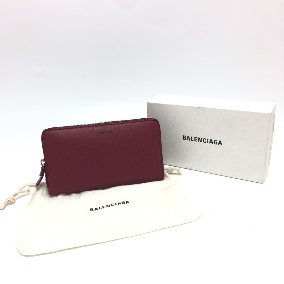 Balenciaga Red Color Leather Long Wallet (Bi-Fold) (Pre-Owned)