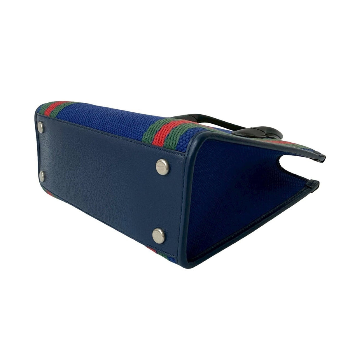 Gucci Black Blue Green Navy Red Color Canvas Handbag Tote Bag (Pre-Owned)