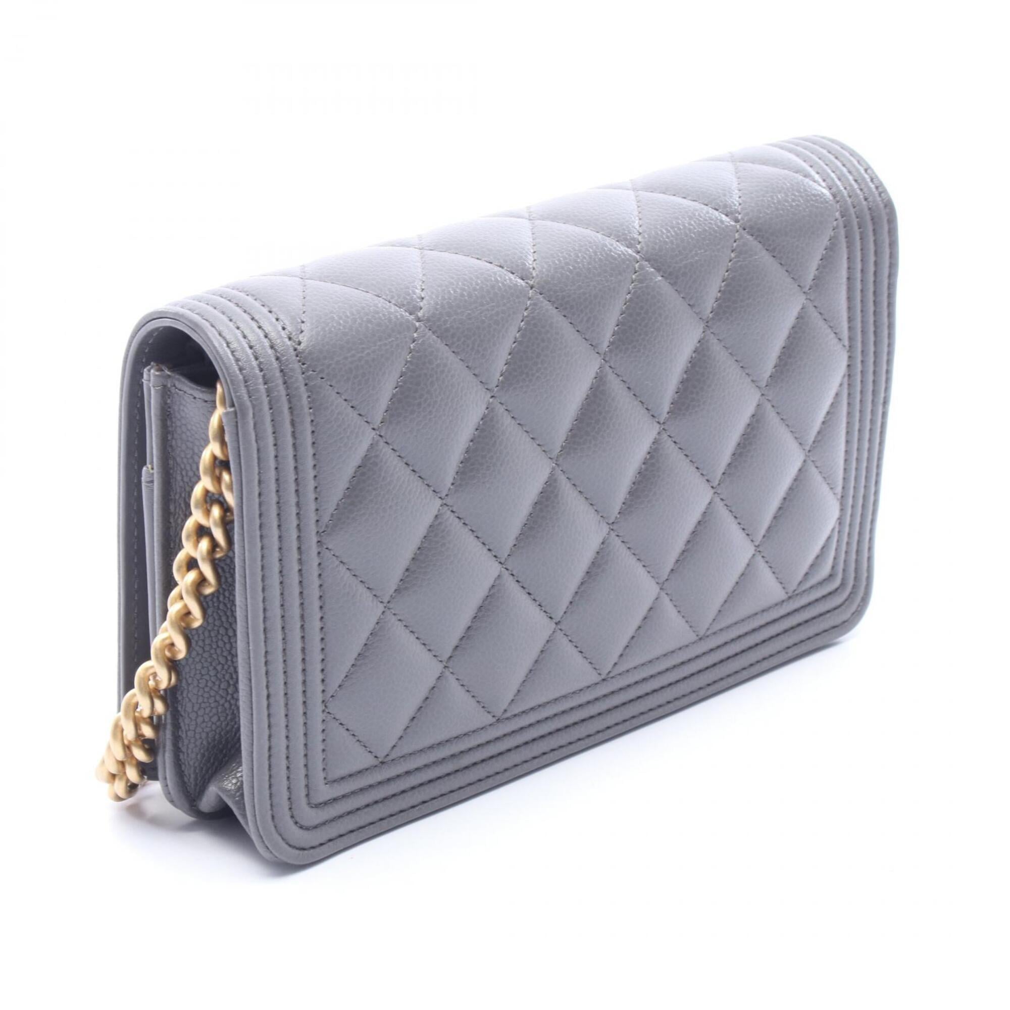 Chanel Matelasse Gray Grained Calfskin Handbag Shoulder Bag (Pre-Owned)