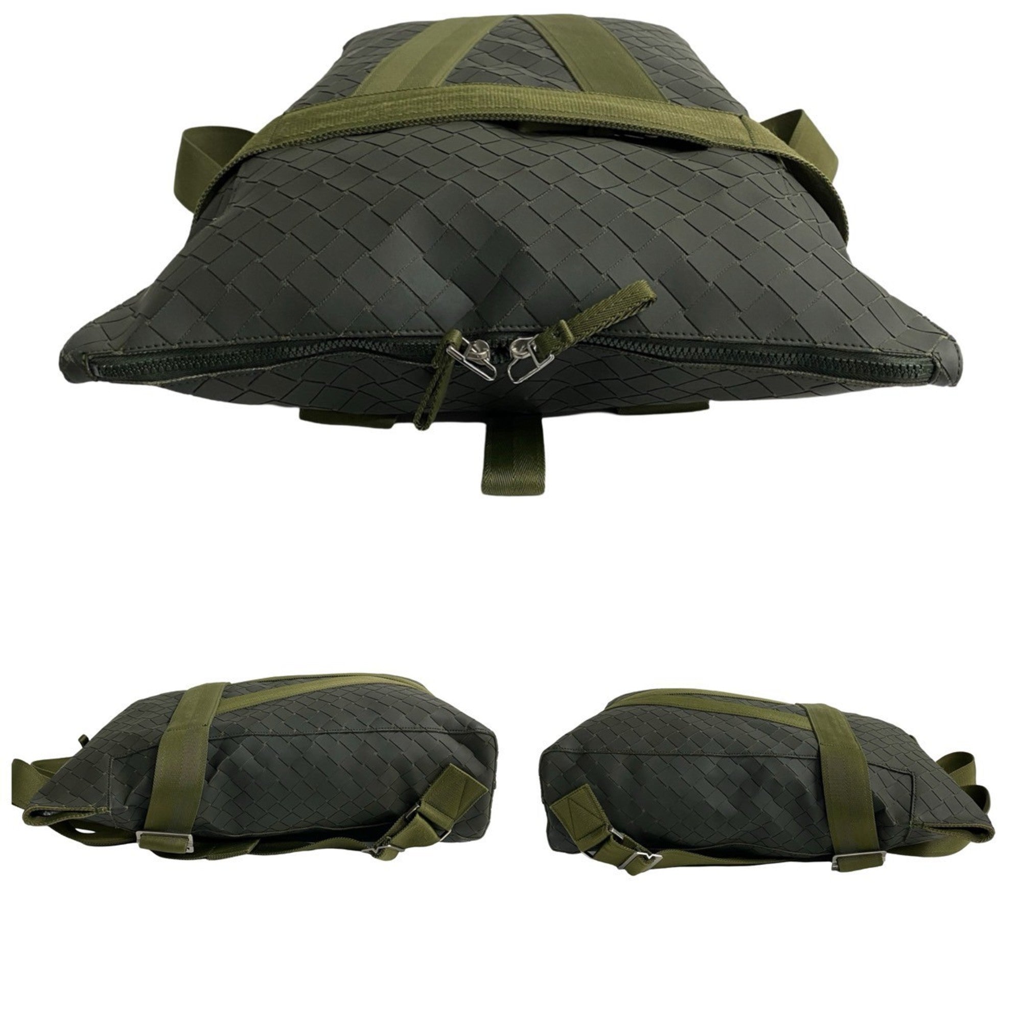 Bottega Veneta Khaki Nylon Rubber Backpack (Pre-Owned)