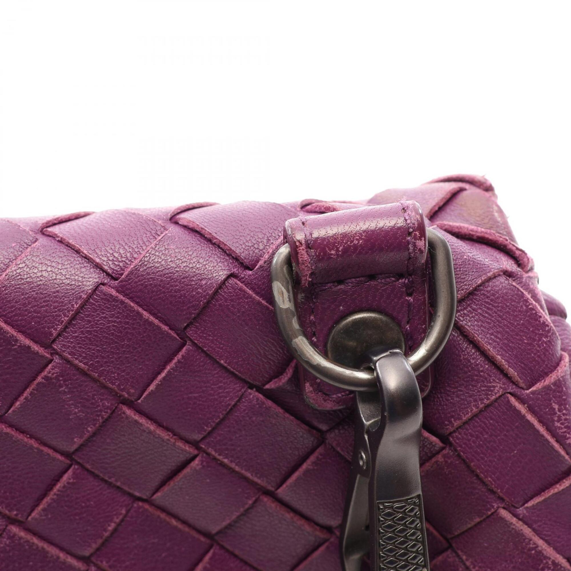 Bottega Veneta Intrecciato Purple Leather Handbag Shoulder Bag (Pre-Owned)