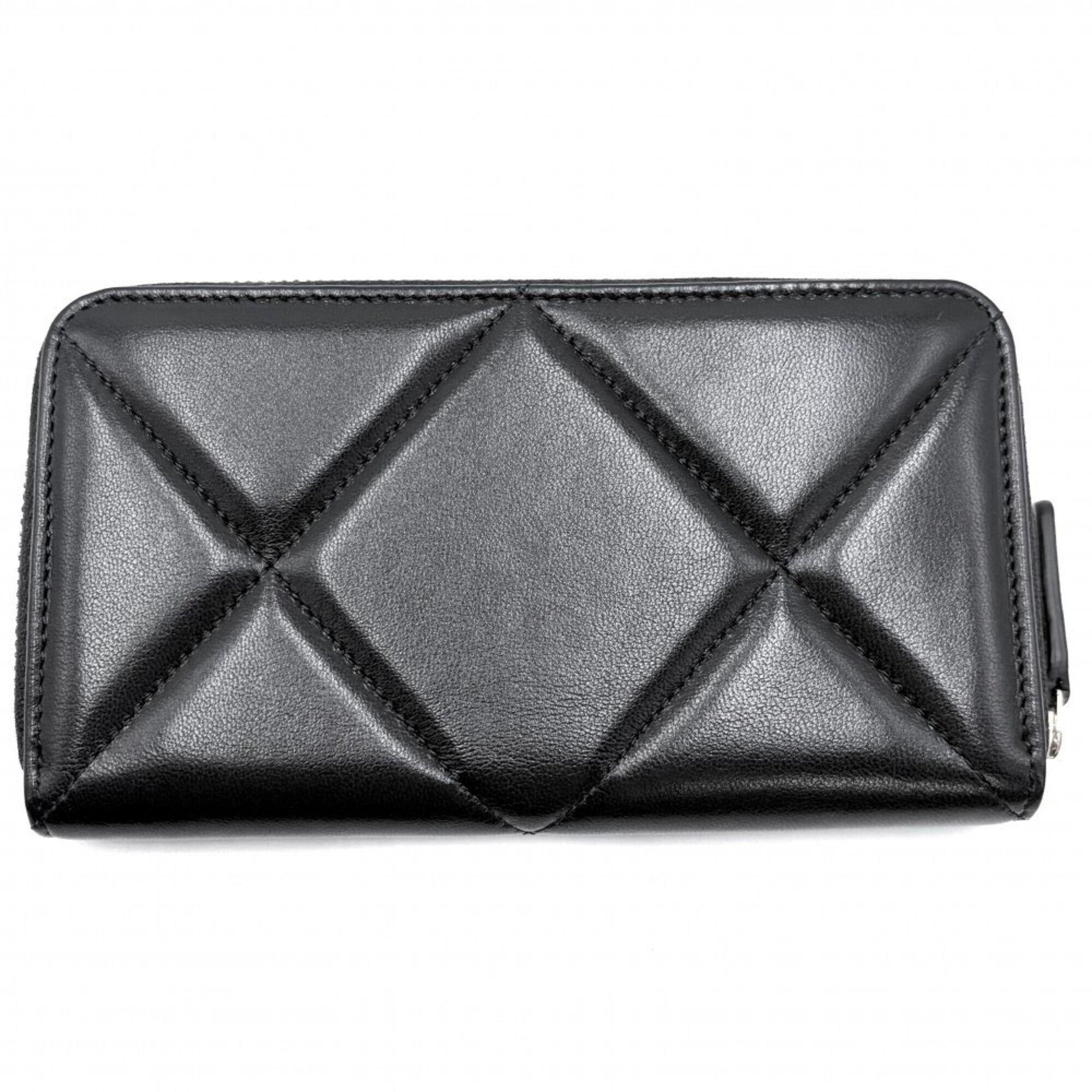 Chanel Matelasse Black Leather Long Wallet (Bi-Fold) (Pre-Owned)