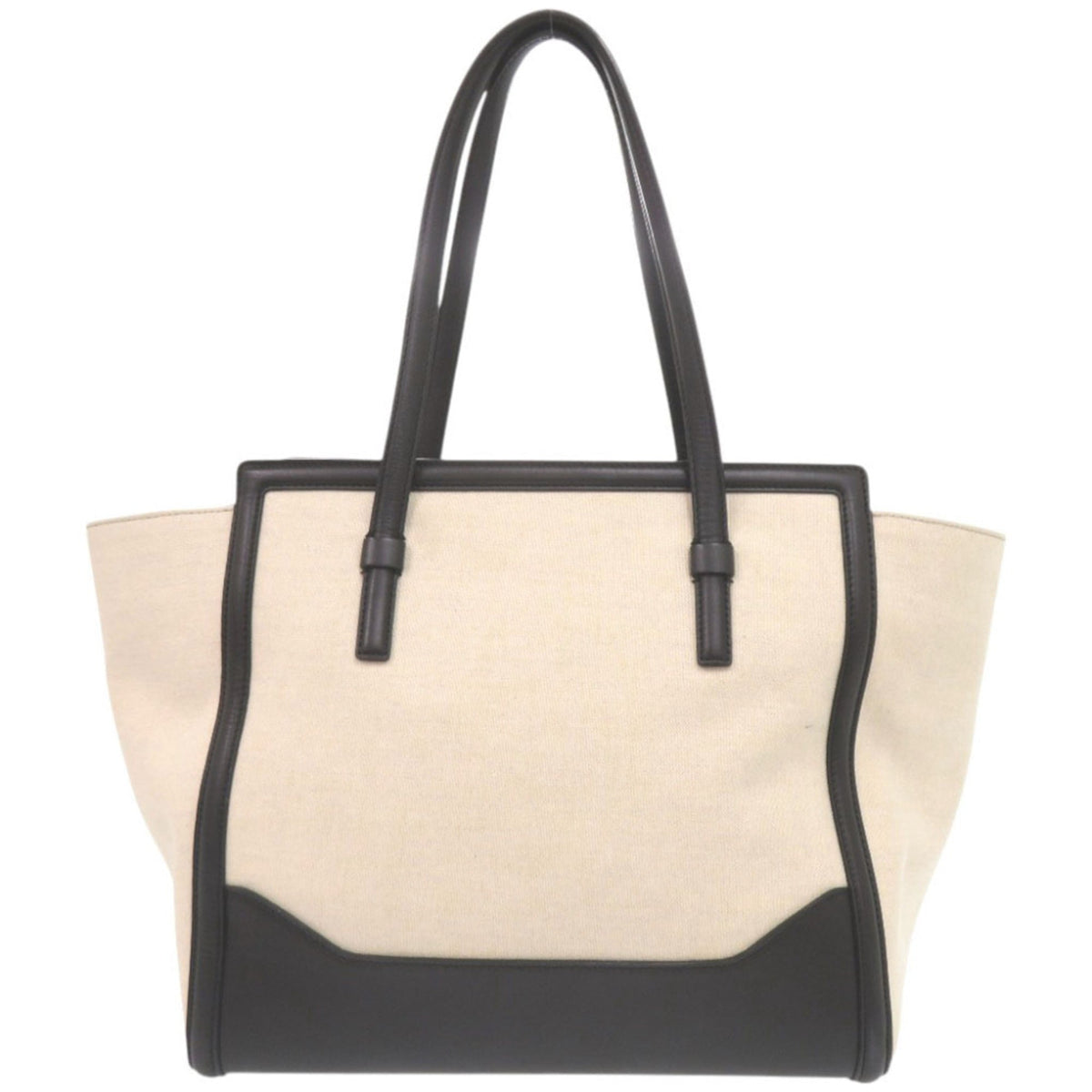 Salvatore Ferragamo Black Ivory Leather Canvas Tote Bag (Pre-Owned)
