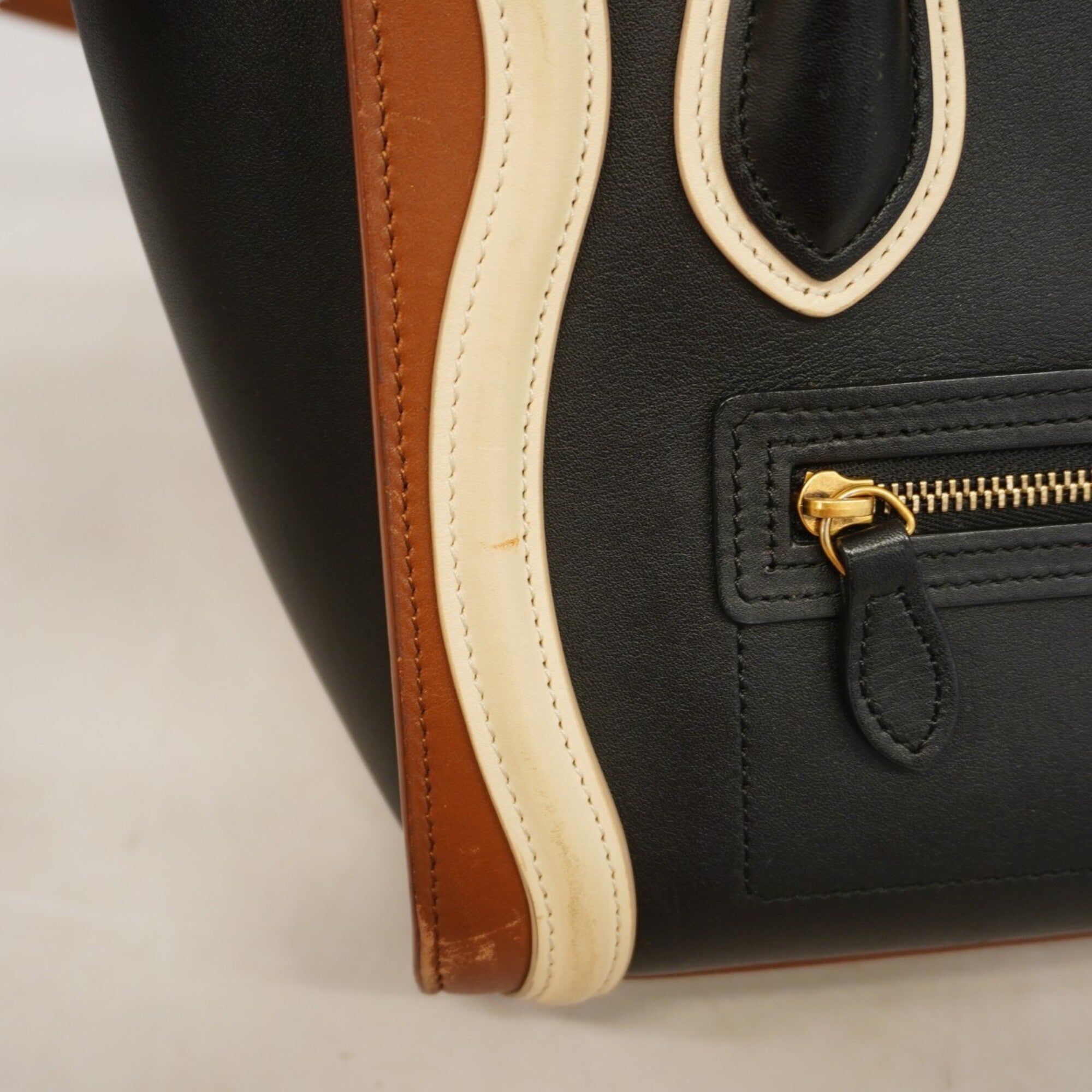 Celine Black Brown Leather Handbag (Pre-Owned)