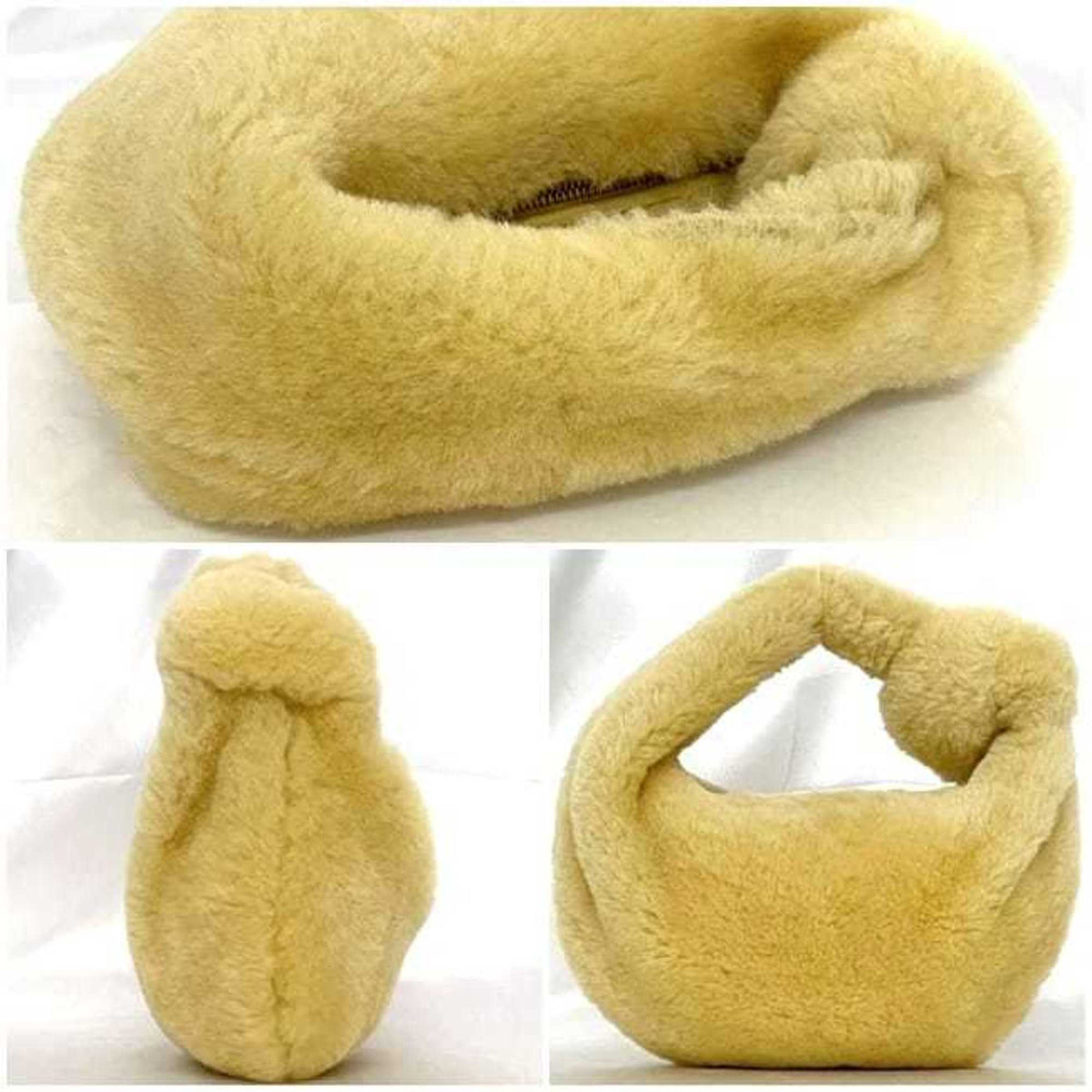Bottega Veneta Beige Yellow Fur Handbag (Pre-Owned)