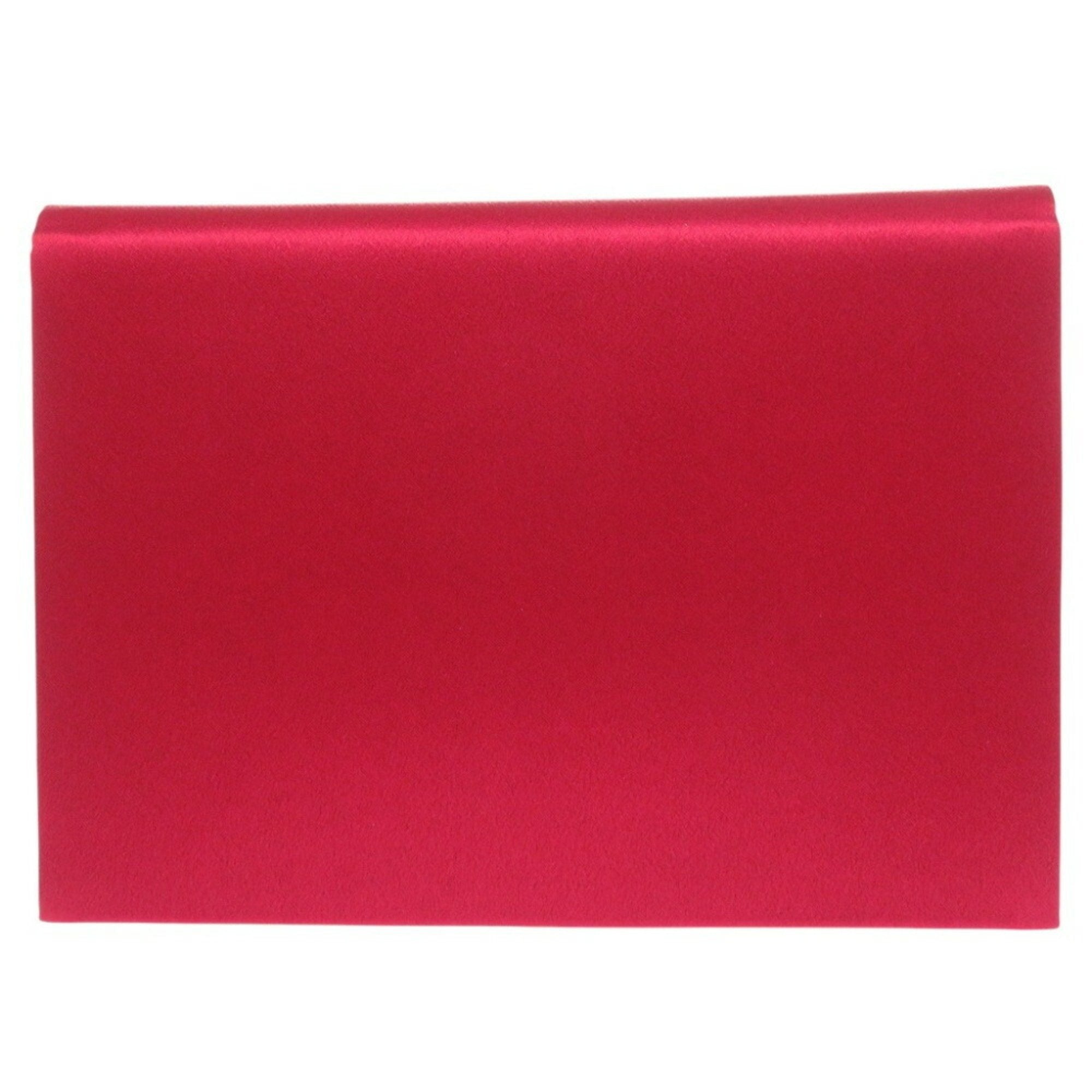 Yves Saint Laurent Red Color Satin Clutch Bag (Pre-Owned)